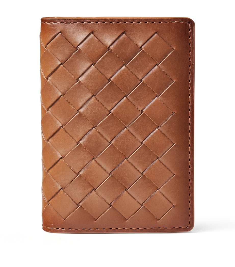 Leather Double Fold Card Holder LATTE Image 1