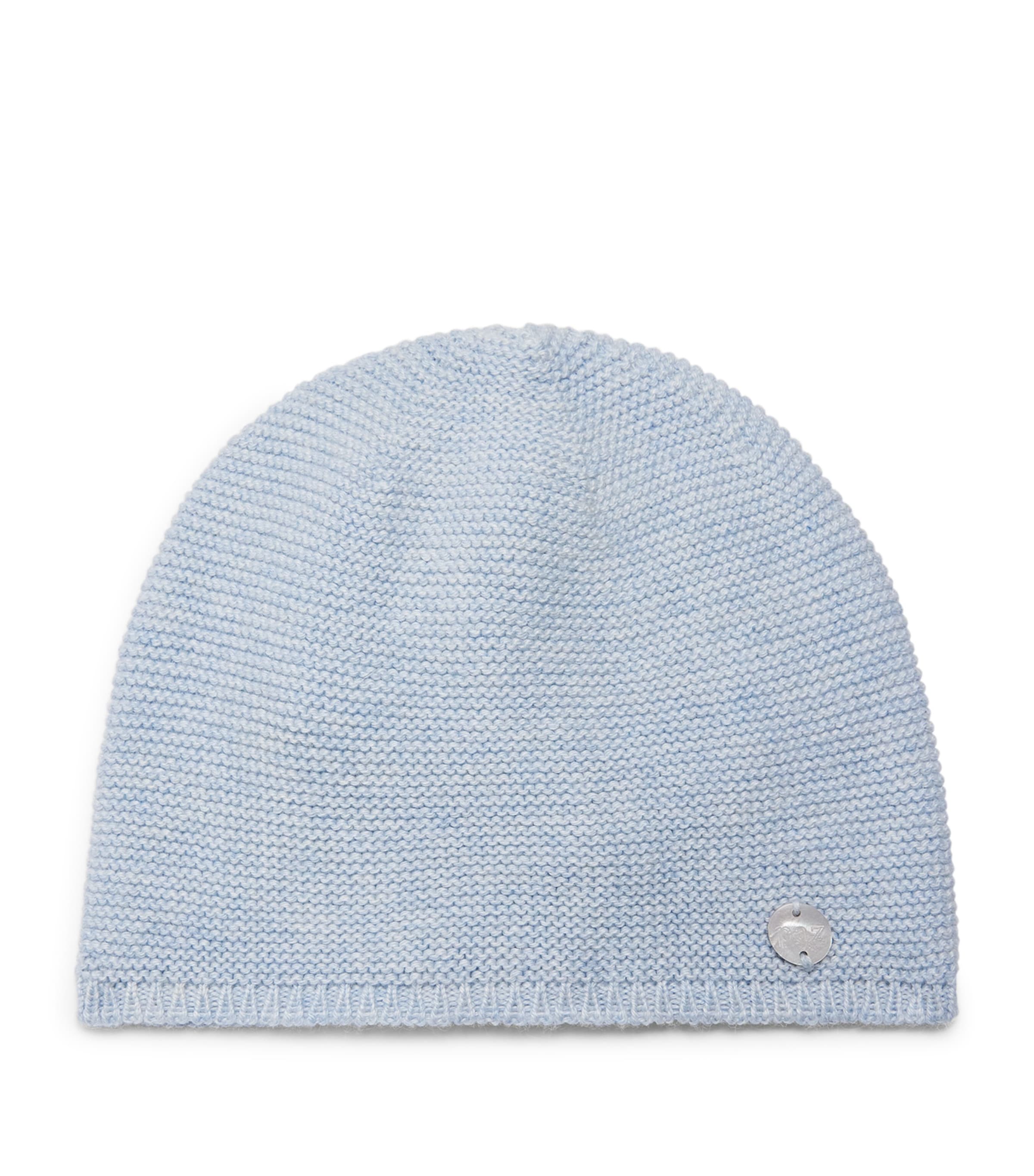 Paz Rodriguez Cotton Knit Beanie (0-12 Months) Chalk Blue Image 1