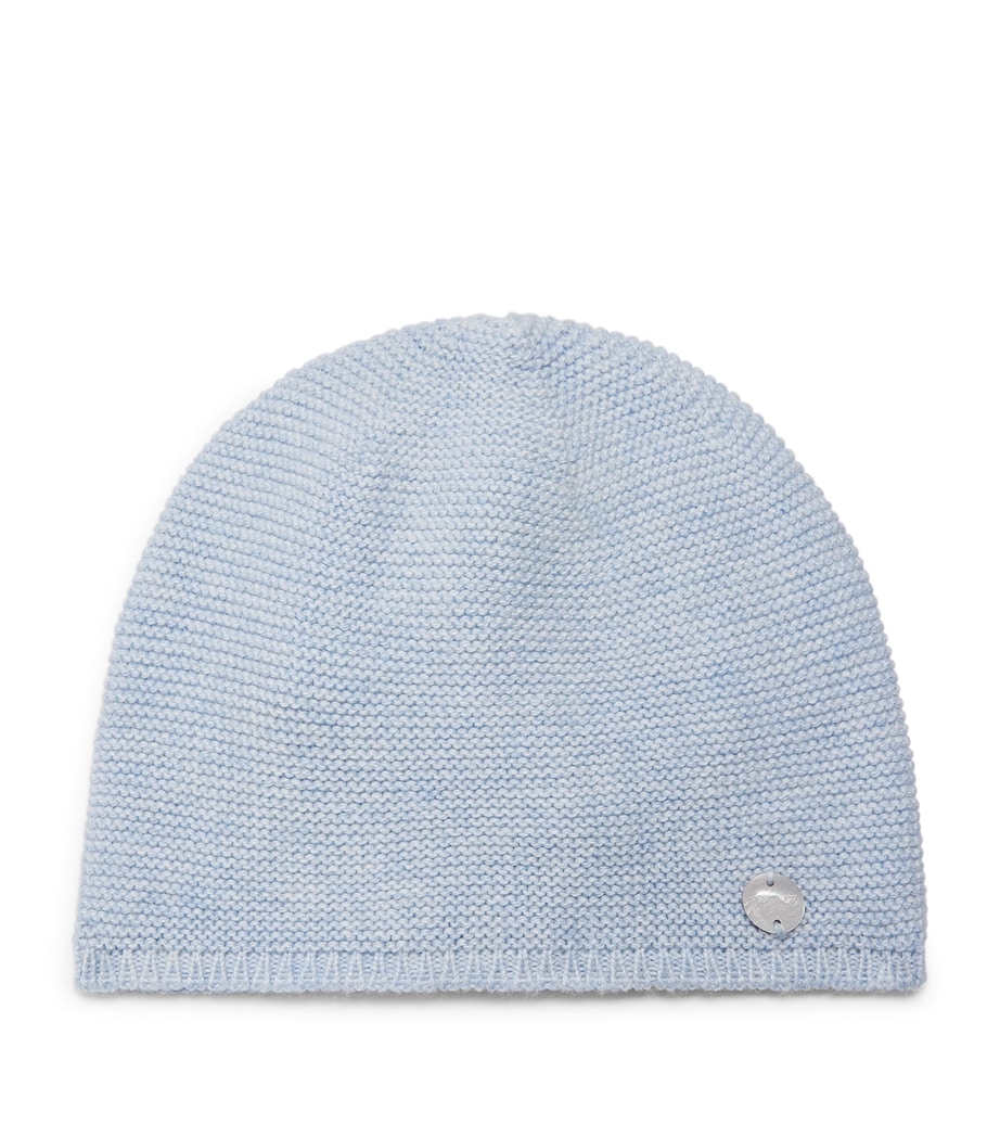 Paz Rodriguez Cotton Knit Beanie (0-12 Months) Chalk Blue Image 1