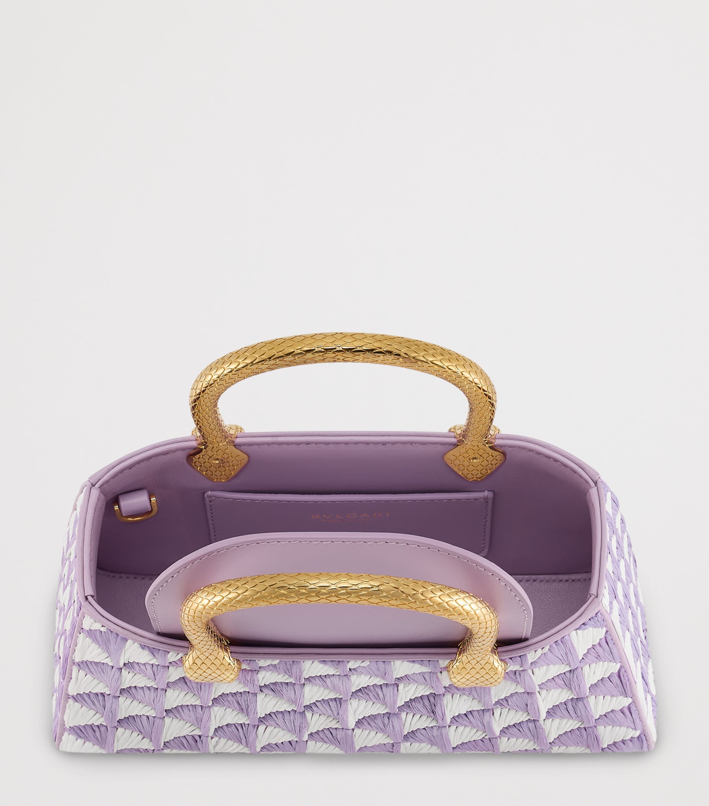 Bvlgari Raffia Serpentine Duette Top-Handle Bag Fuchsia Image 4