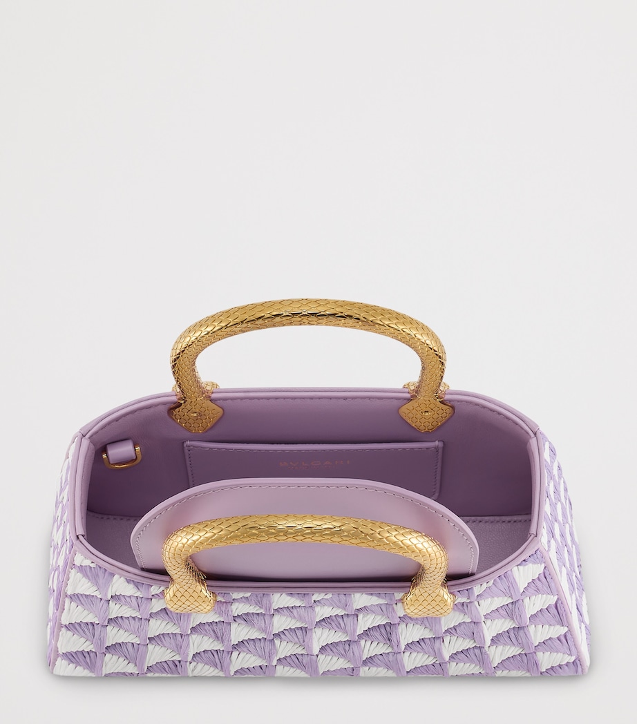 Bvlgari Raffia Serpentine Duette Top-Handle Bag Fuchsia Image 4