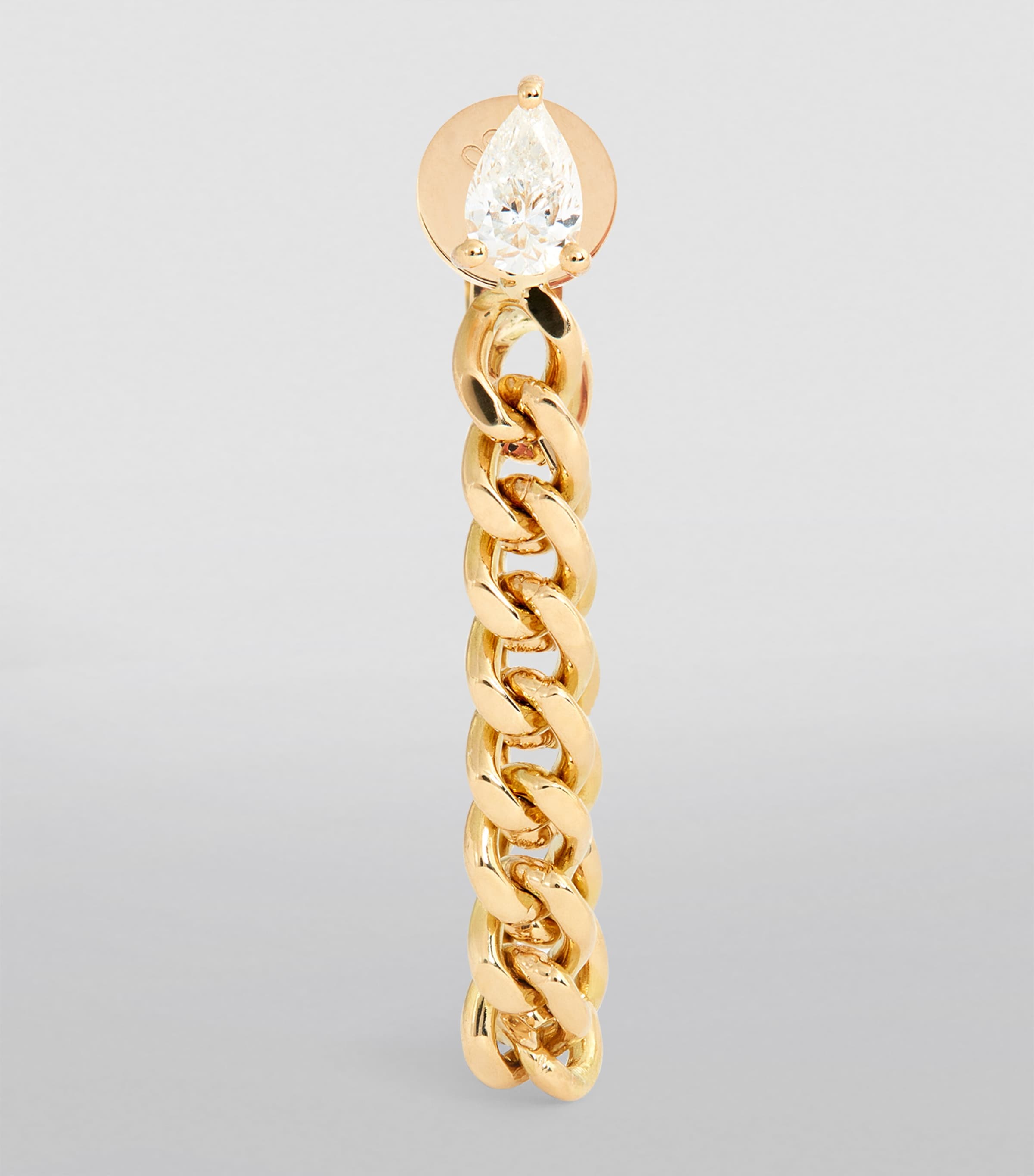 Yellow Gold and Diamond Cuban Chain Single Earring YELLOW GOLD Image 2