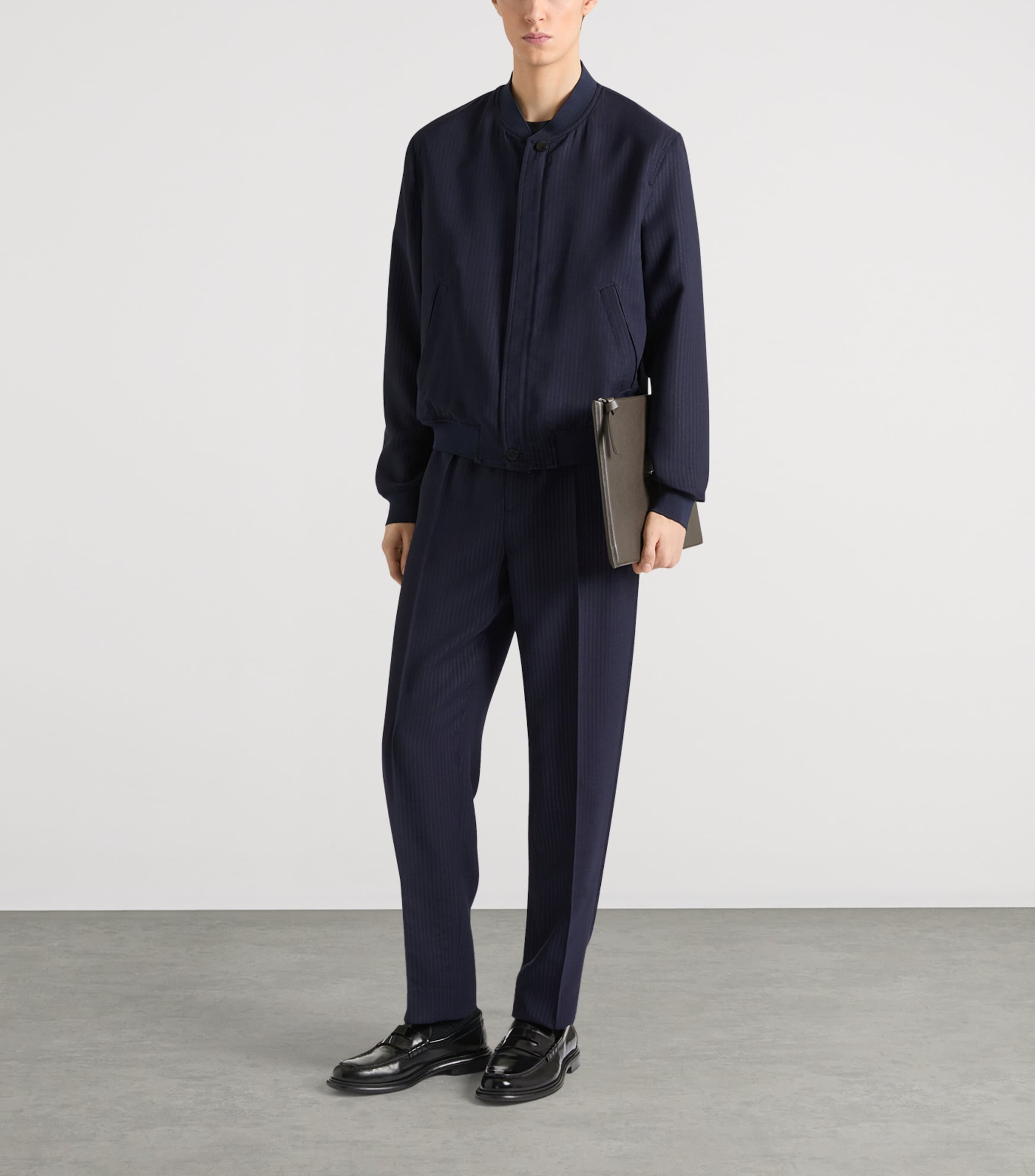 Givenchy Mens Wool-Blend Stripe Bomber Jacket Image 2