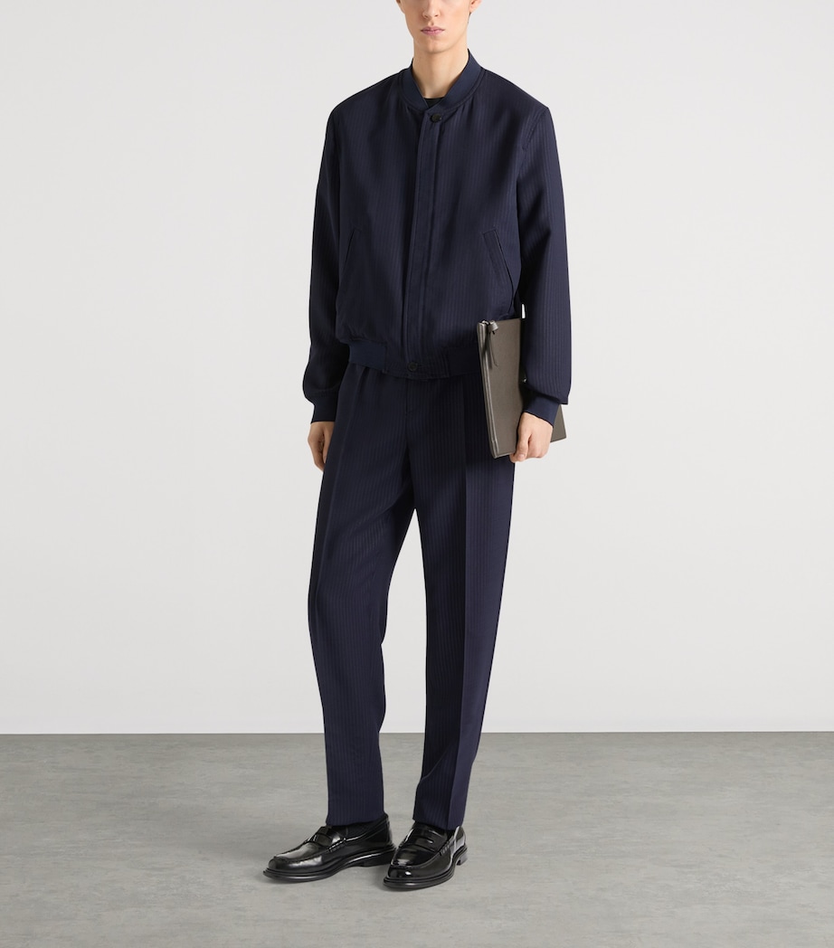 Givenchy Mens Wool-Blend Stripe Bomber Jacket Image 2