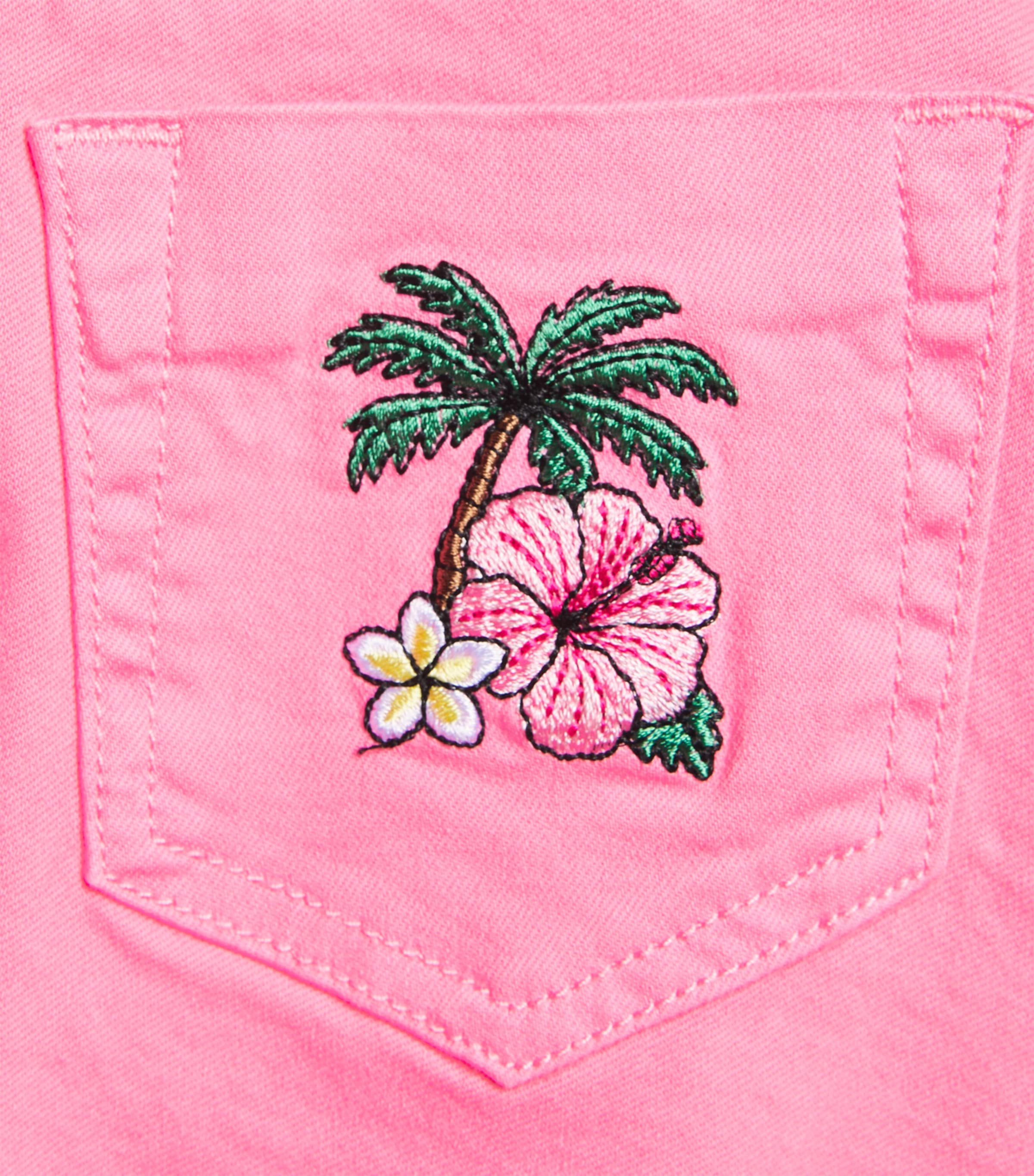 Monnalisa Palm Tree Denim Skort (2-12 Years) Rosa Peach Image 3