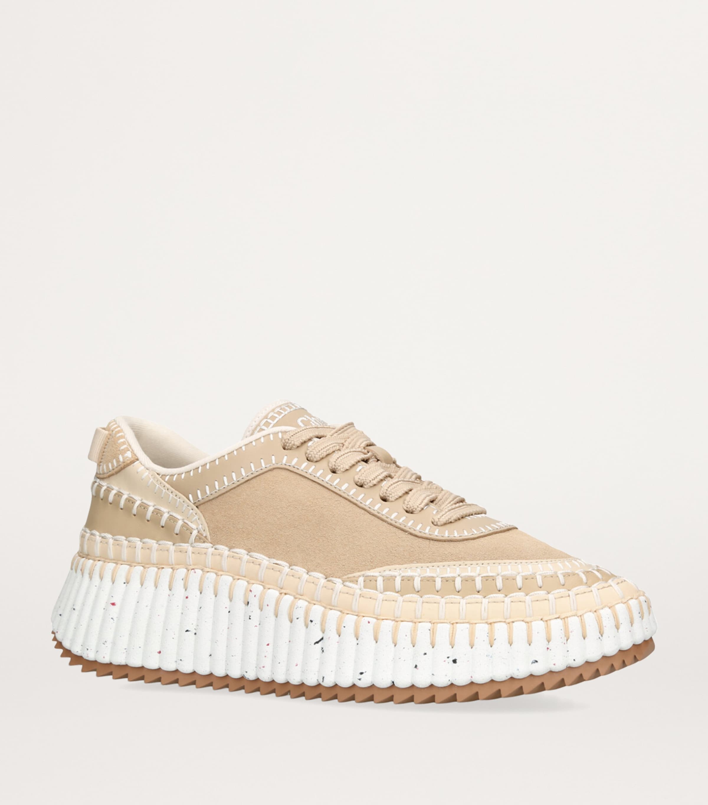 Chloé Suede Nama Runner Sneakers Beige Comb Image 3
