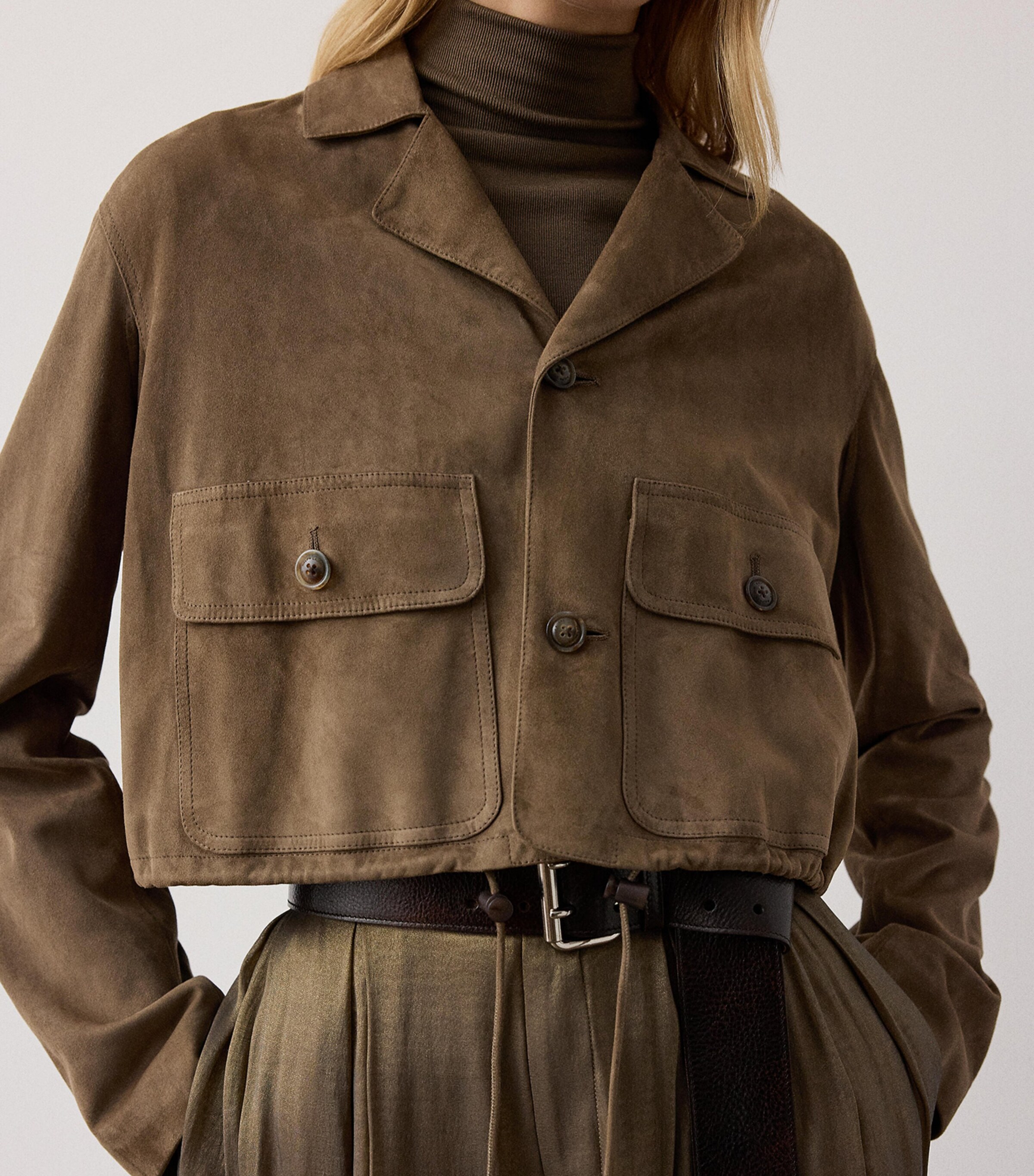 Ralph Lauren Collection Womens Suede Cropped Utility Jacket Portobello Image 4