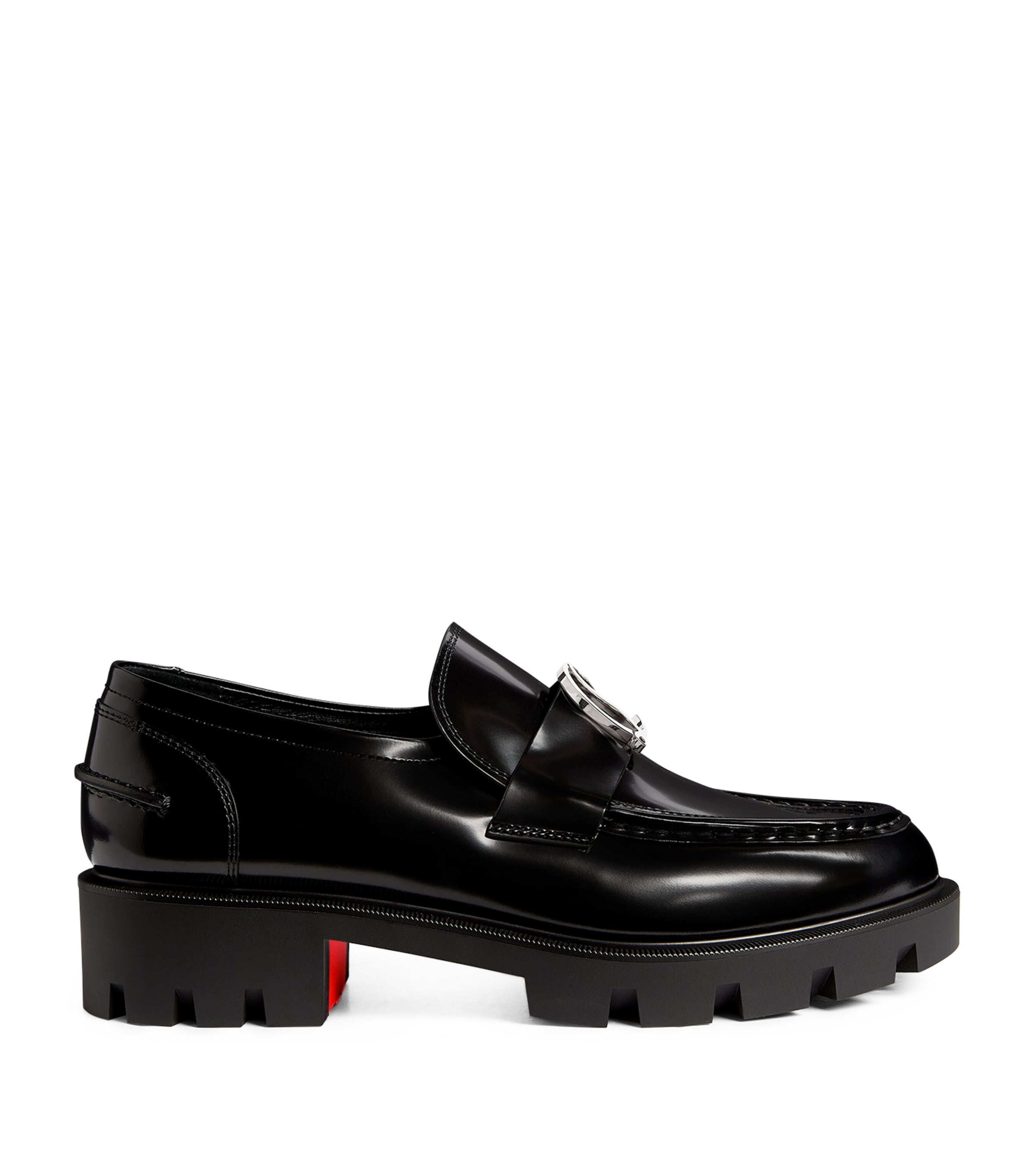 Christian Louboutin Cl Moc Lug Leather Loafers In Black