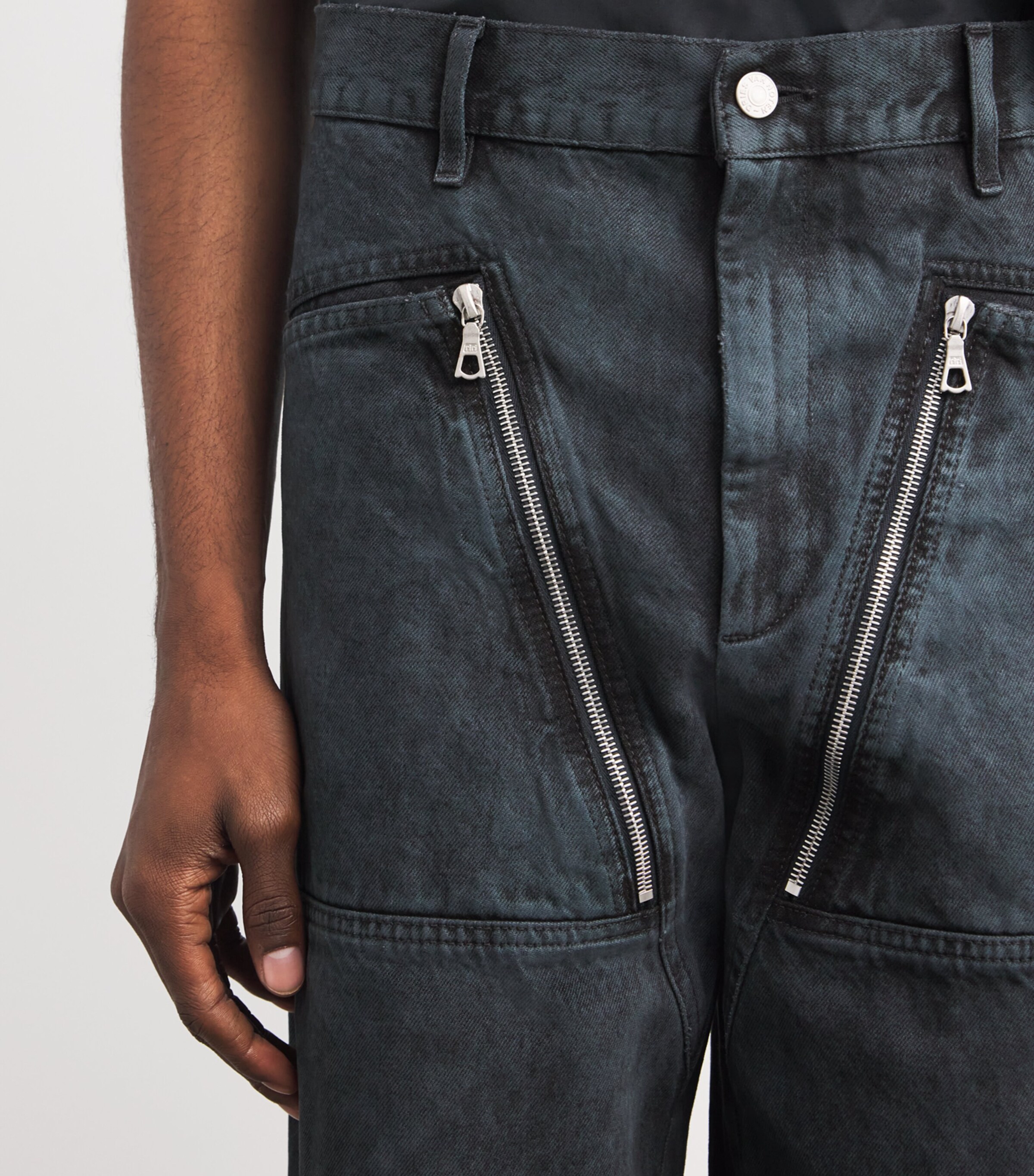 Zip-Detail Straight-Leg Jeans PETROL Image 6