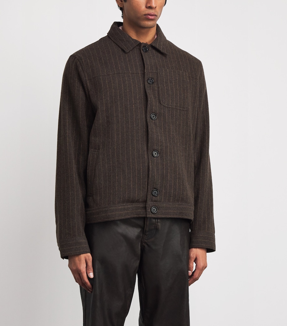 Wool-Blend Stripe Overshirt BROWN Image 3