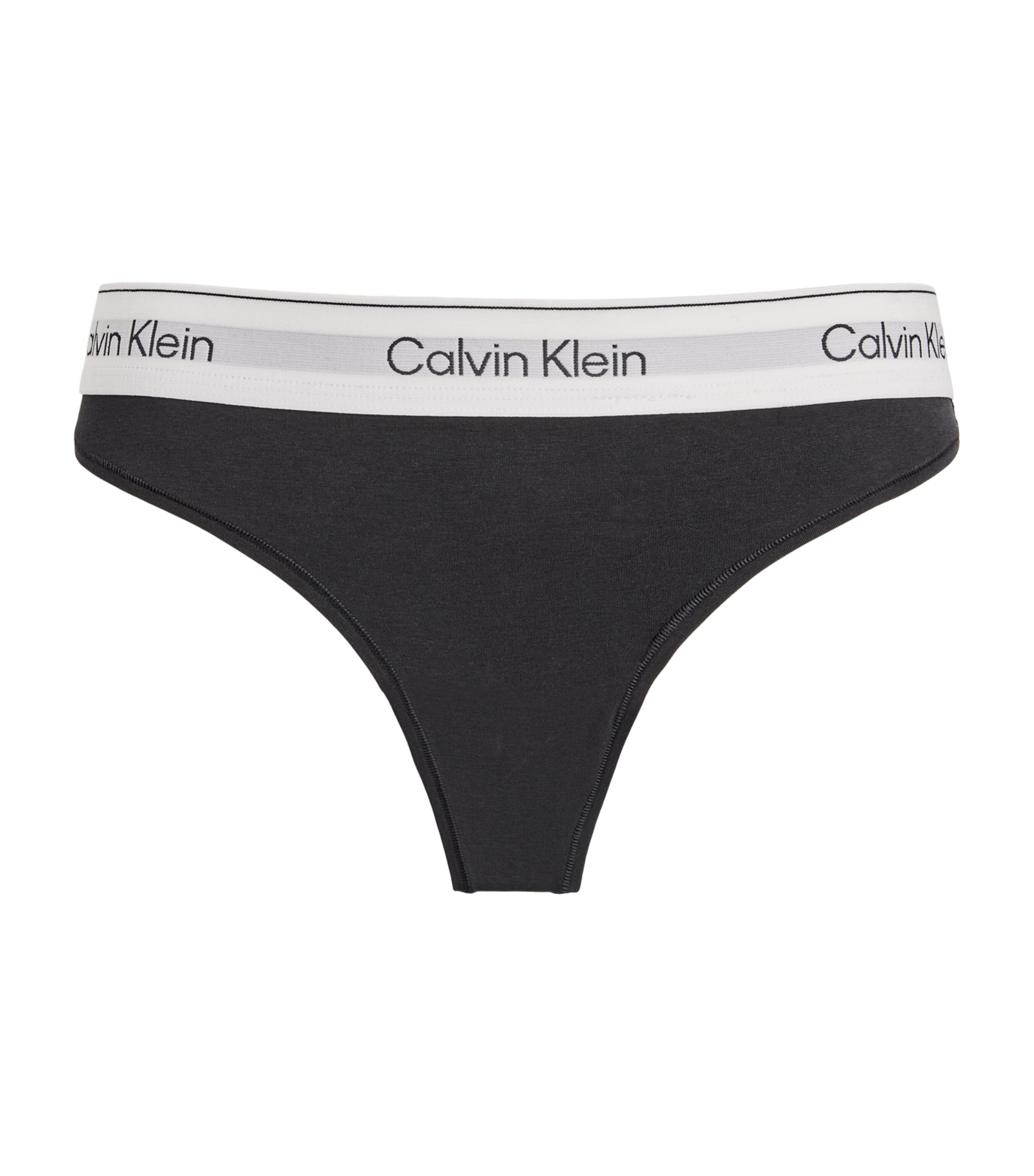 Calvin Klein Womens Cotton-Blend Icon Thong Black Image 1