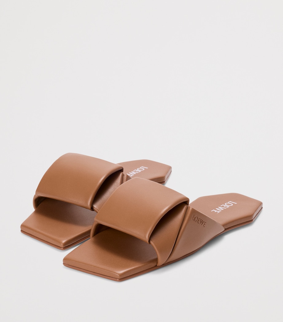 LOEWE Leather Origami Slides Mocha Image 3
