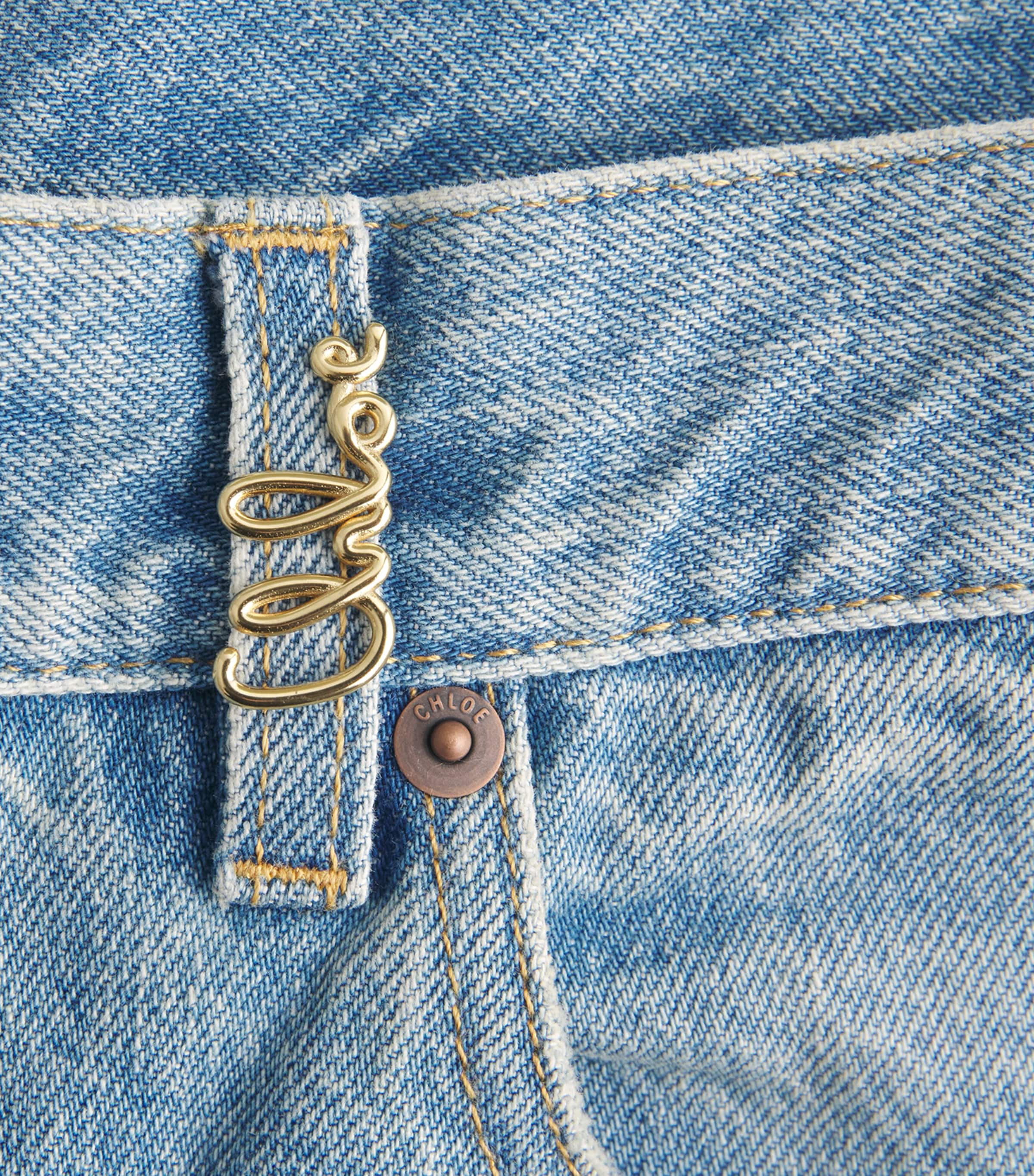 Chloé Womens High-Rise Denim Shorts Blue Image 2