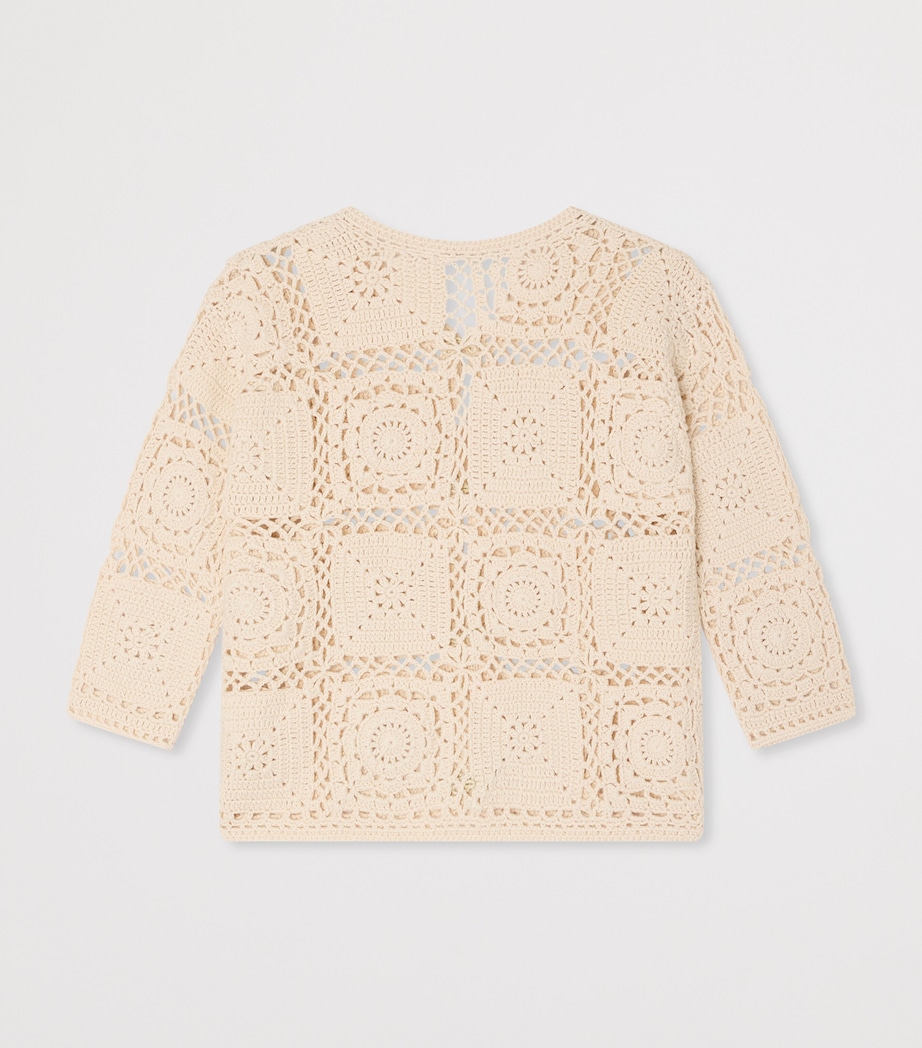 Bonpoint Cotton Crochet Cardigan (10-14 Years) Upb Ecru Image 2
