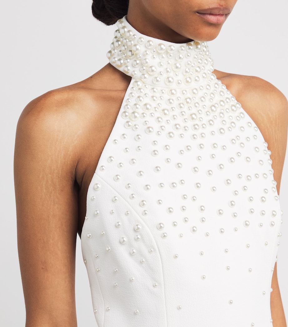 Crêpe Faux Pearl-Embellished La Peregrina Gown IVORY Image 5