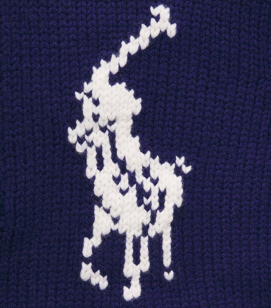Polo Ralph Lauren Womens Wool Logo Rugby Sweater Royal/cream Image 6