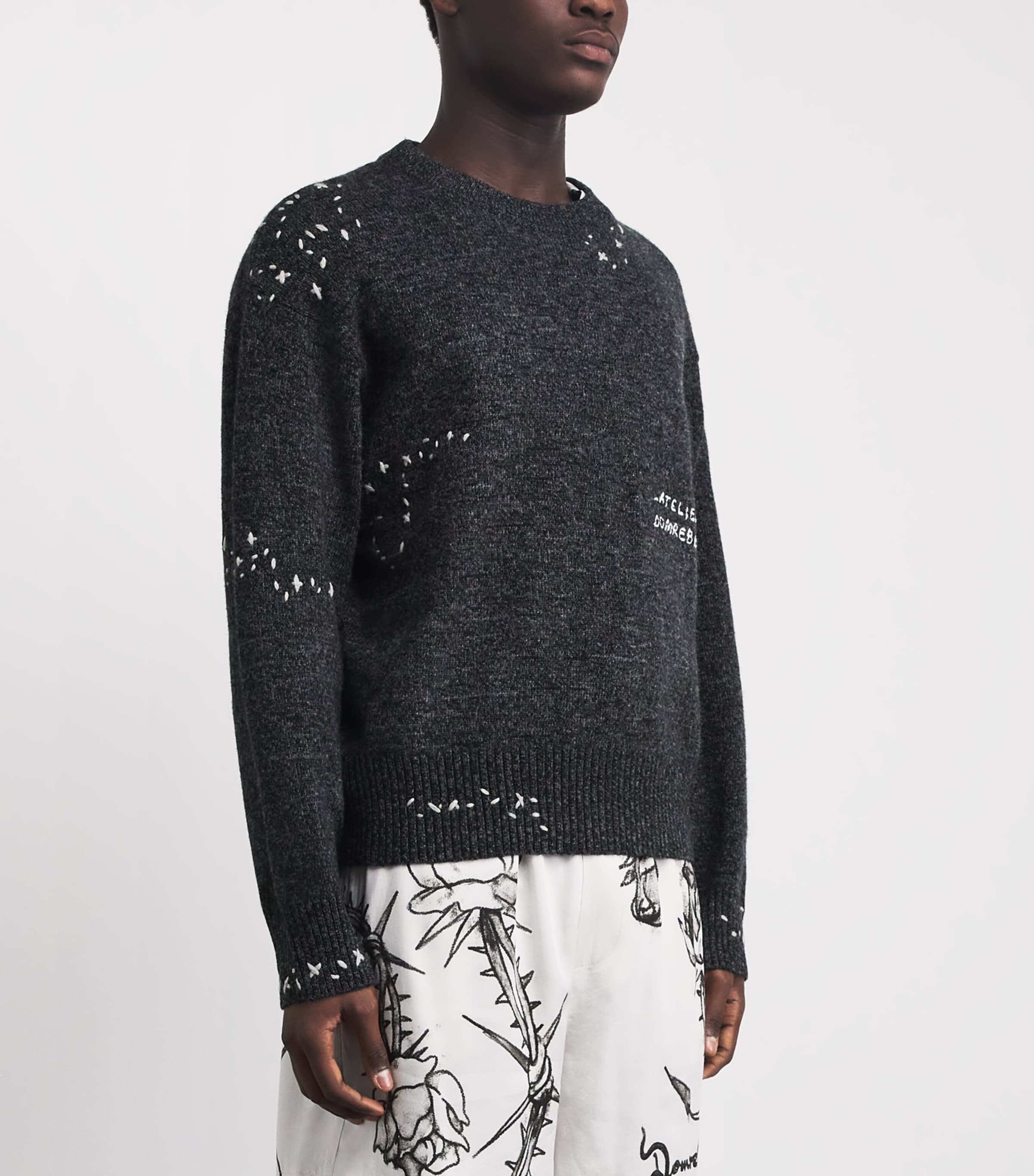 DOMREBEL Mens Wool-Blend Renegade Sweater Charcoal Image 4