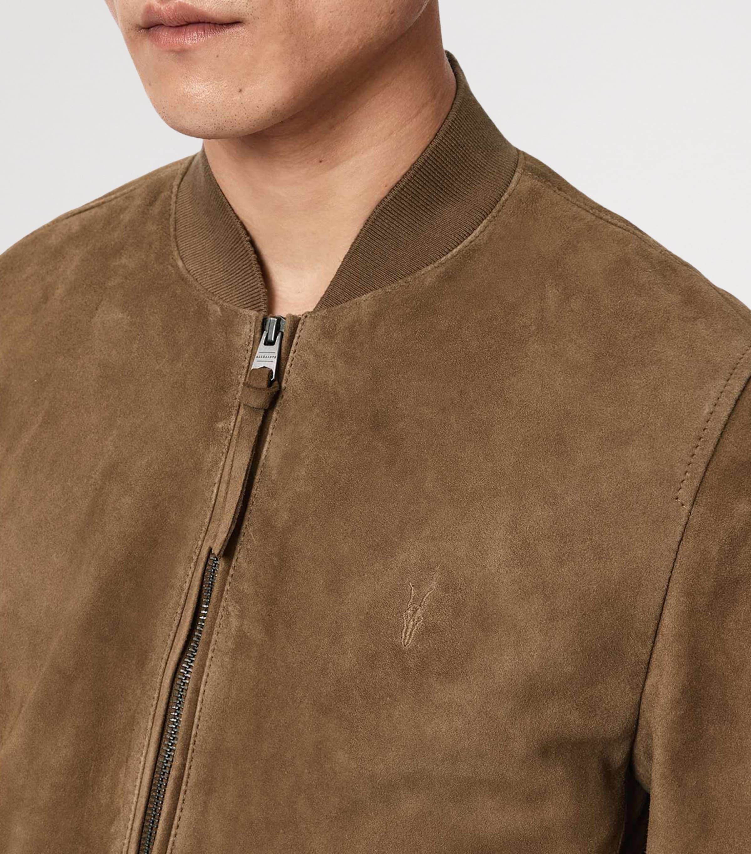 AllSaints Mens Suede Morten Bomber Jacket Karoo Brown Image 7