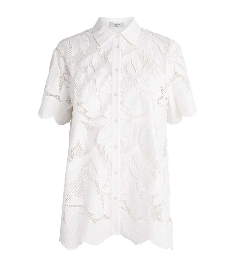 Erdem Womens Crochet Cutwork Short-Sleeve Shirt Ivory Image 1