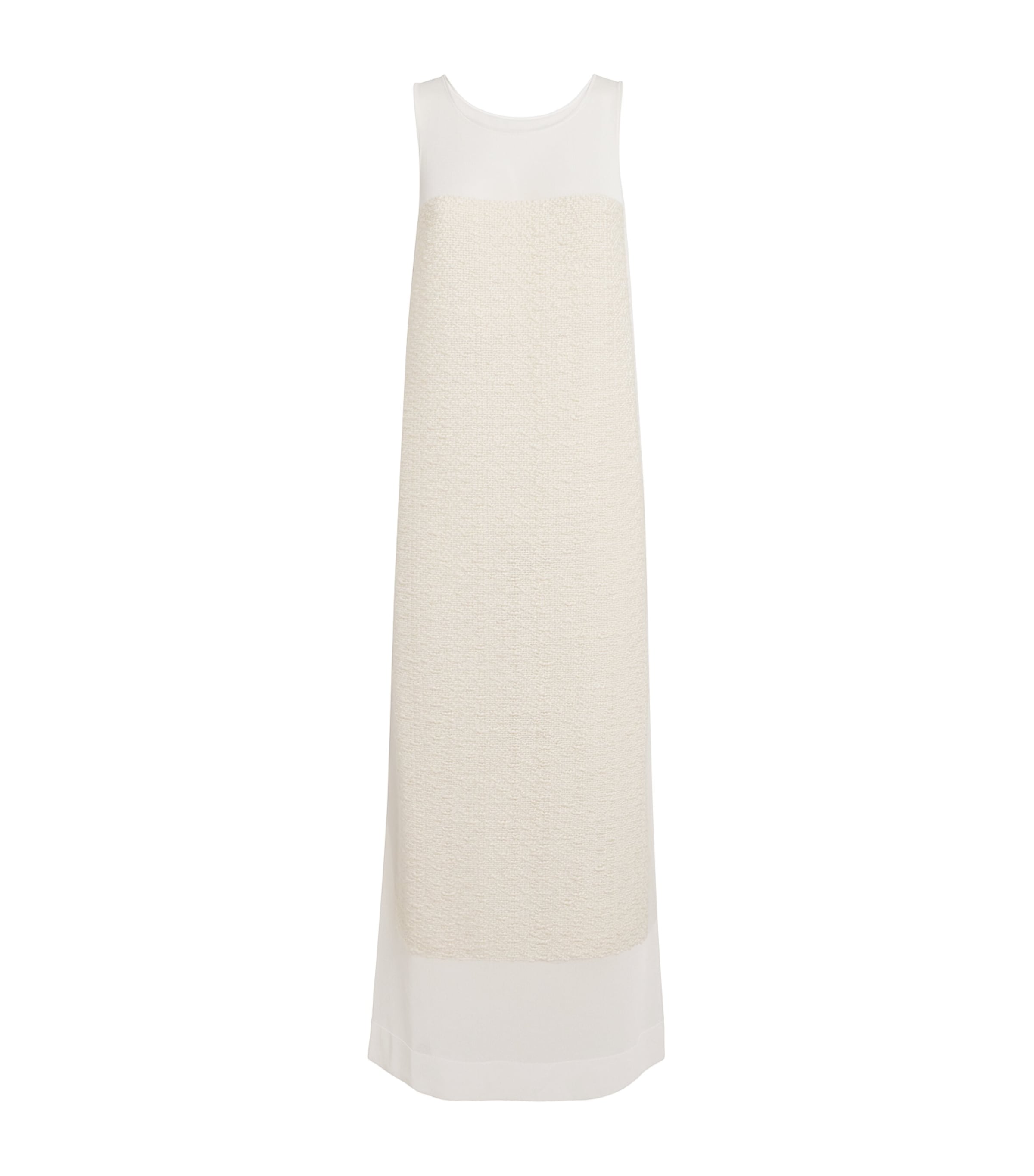 Khaite Dissa Mixed Media Sleeveless Cotton Blend Dress In Ivory