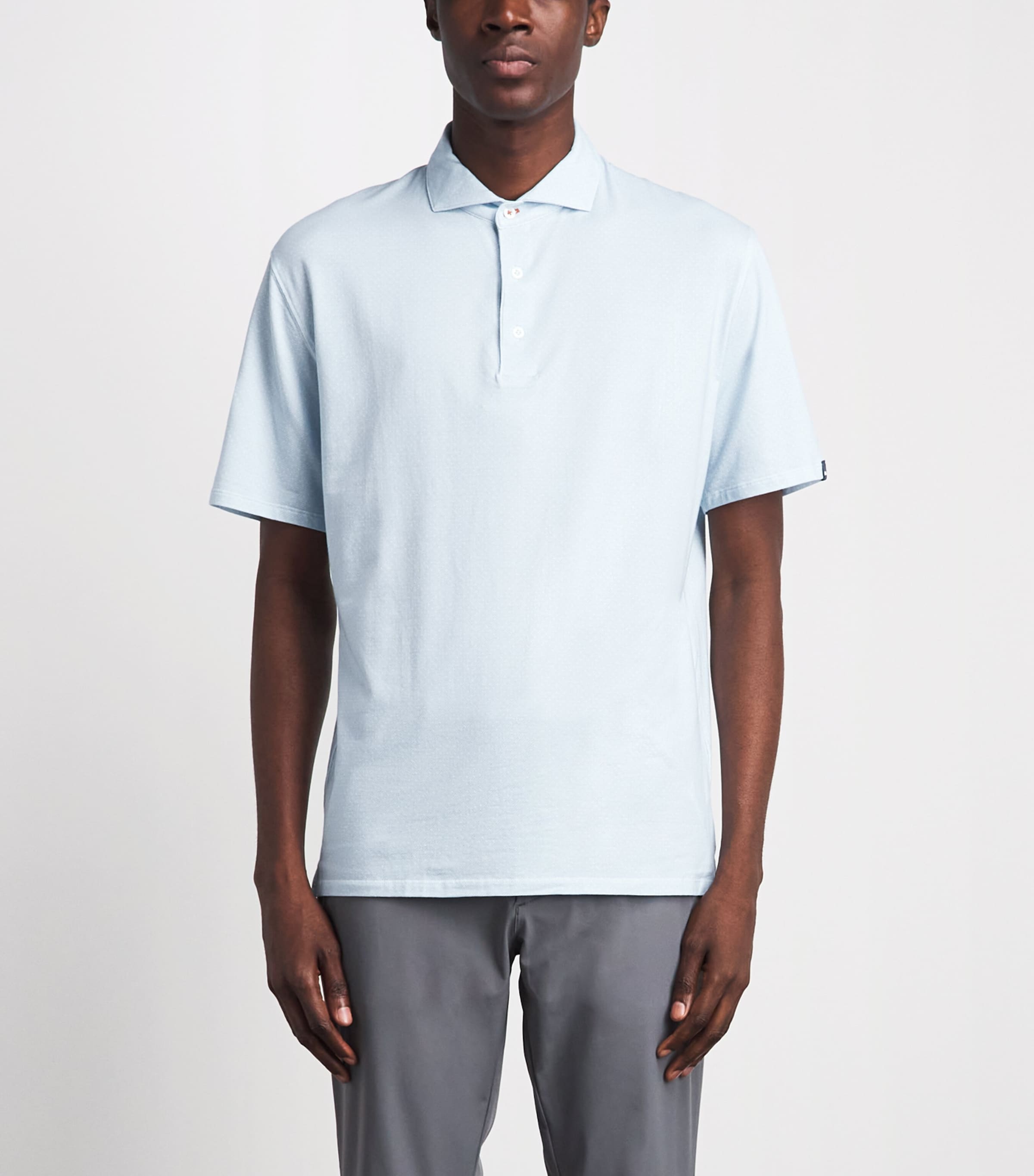 KJUS Mens Pima Cotton Printed Hollow Polo Shirt Vapor Blue/white Image 4