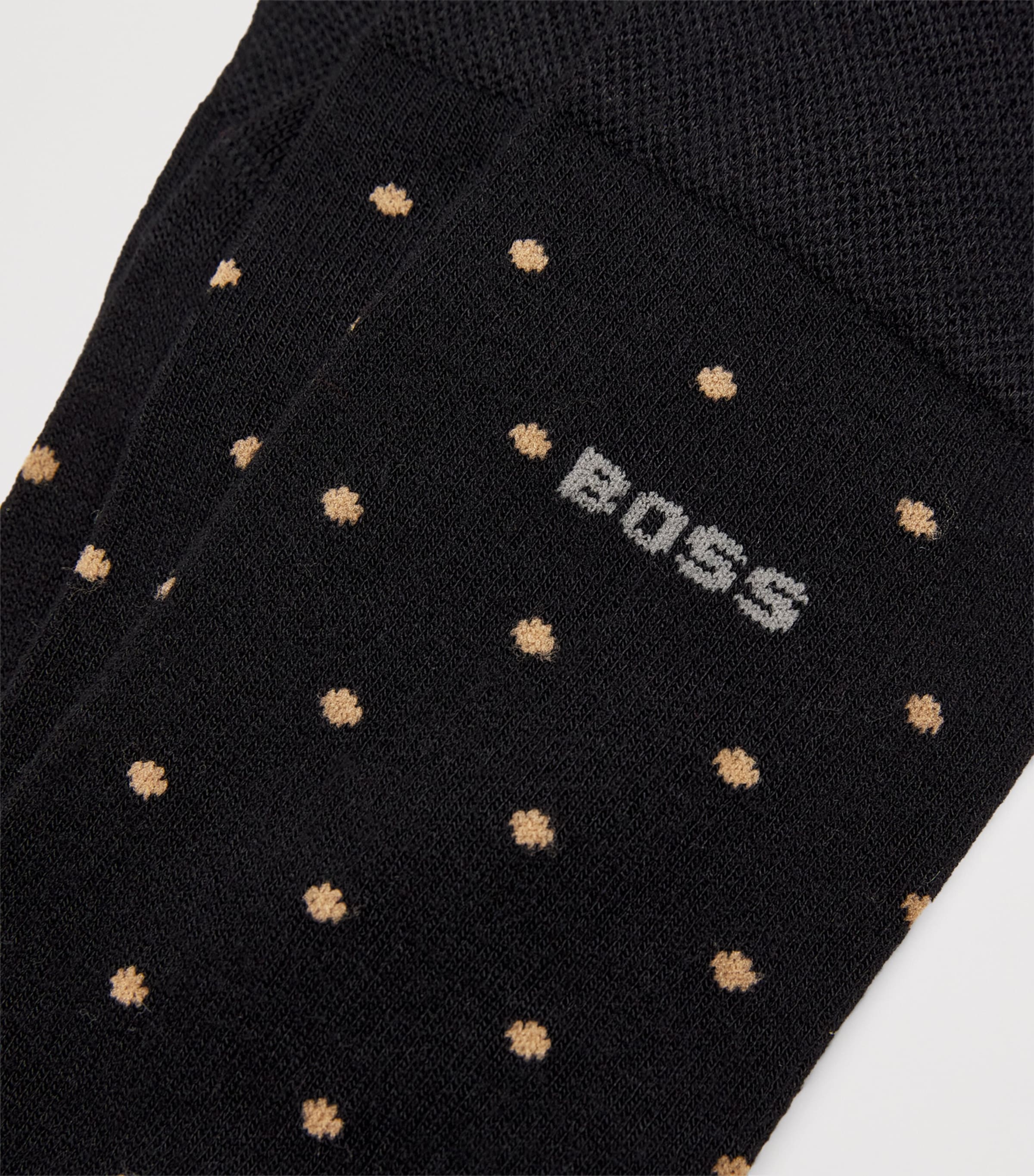 BOSS Mens Patterned Logo Socks (Pack of 2) Black Image 2