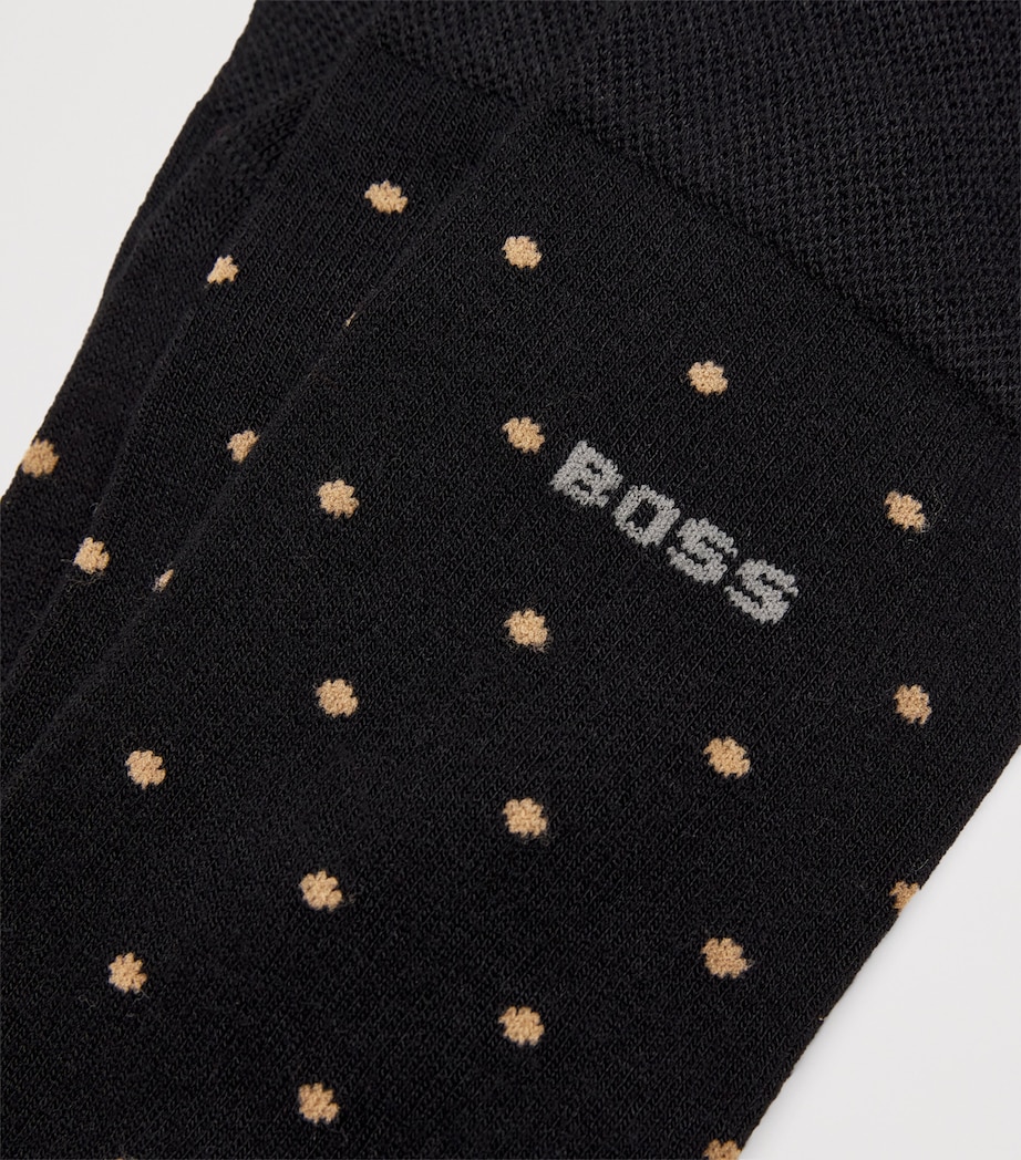BOSS Mens Patterned Logo Socks (Pack of 2) Black Image 2