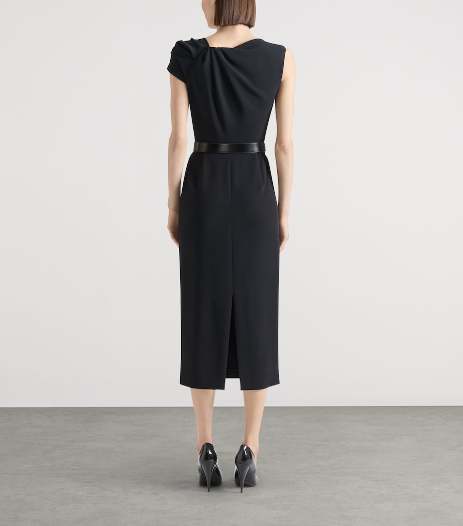 Crepe Draped Midi Dress BLACK Image 3