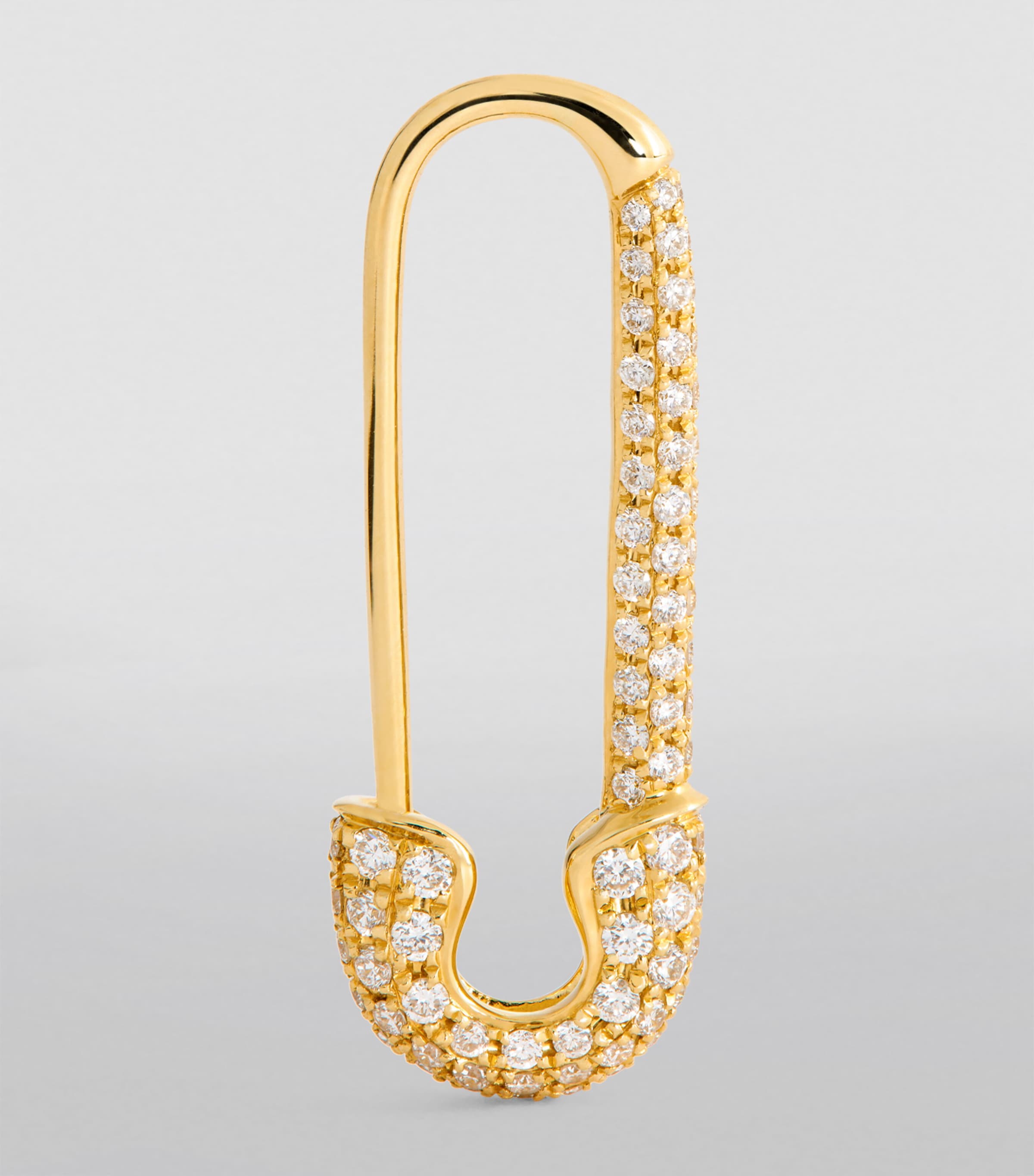 Yellow Gold and Diamond Safety Pin Single Right Earring YELLOW GOLD Image 3