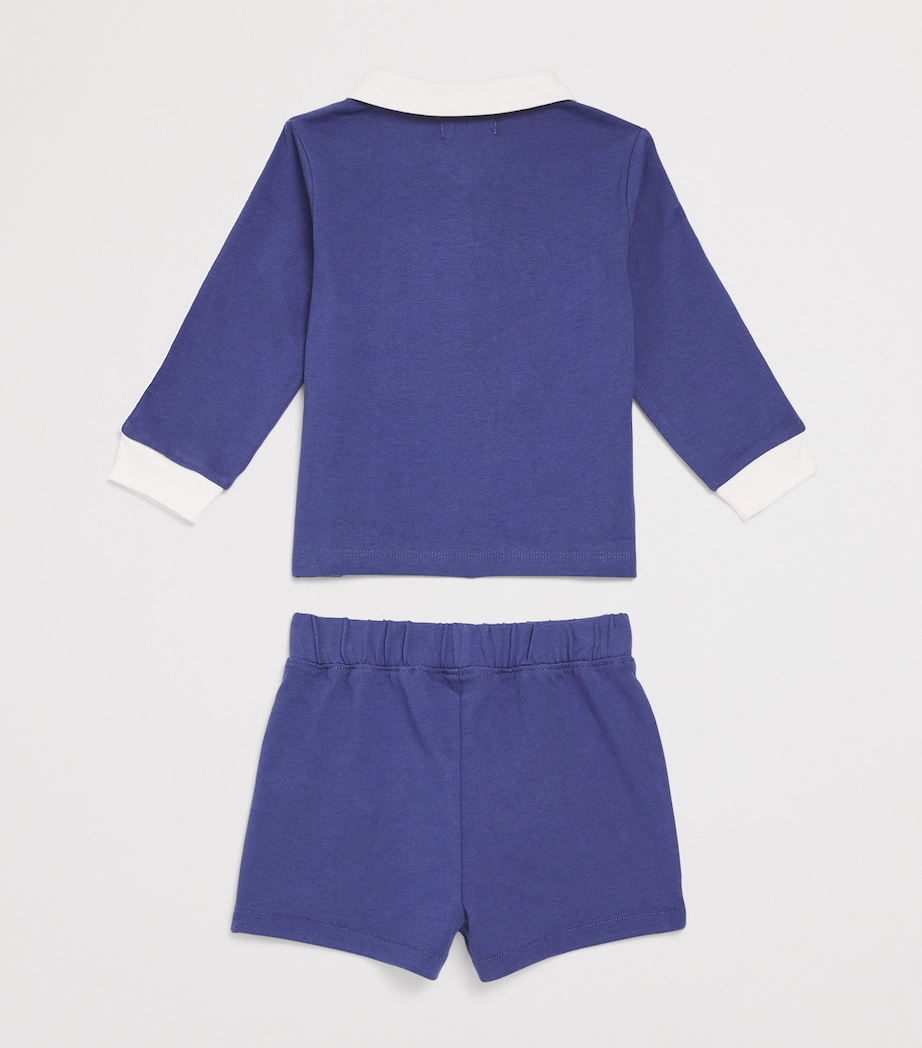 Ralph Lauren Kids Cotton Varsity Polo Shirt and Shorts Set (3-12 Months) Classic Blue Image 2