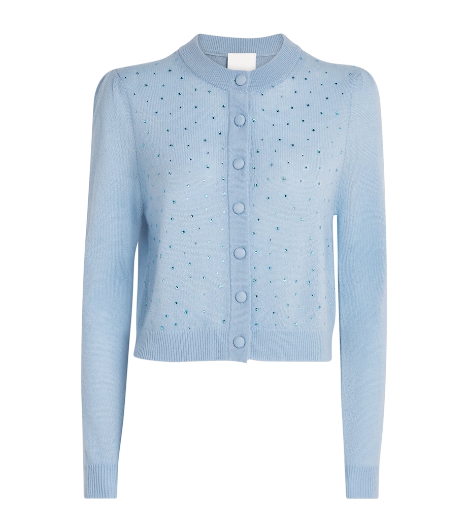 Allude Womens Wool-Cashmere Crystal-Embellished Cardigan Blue Image 1