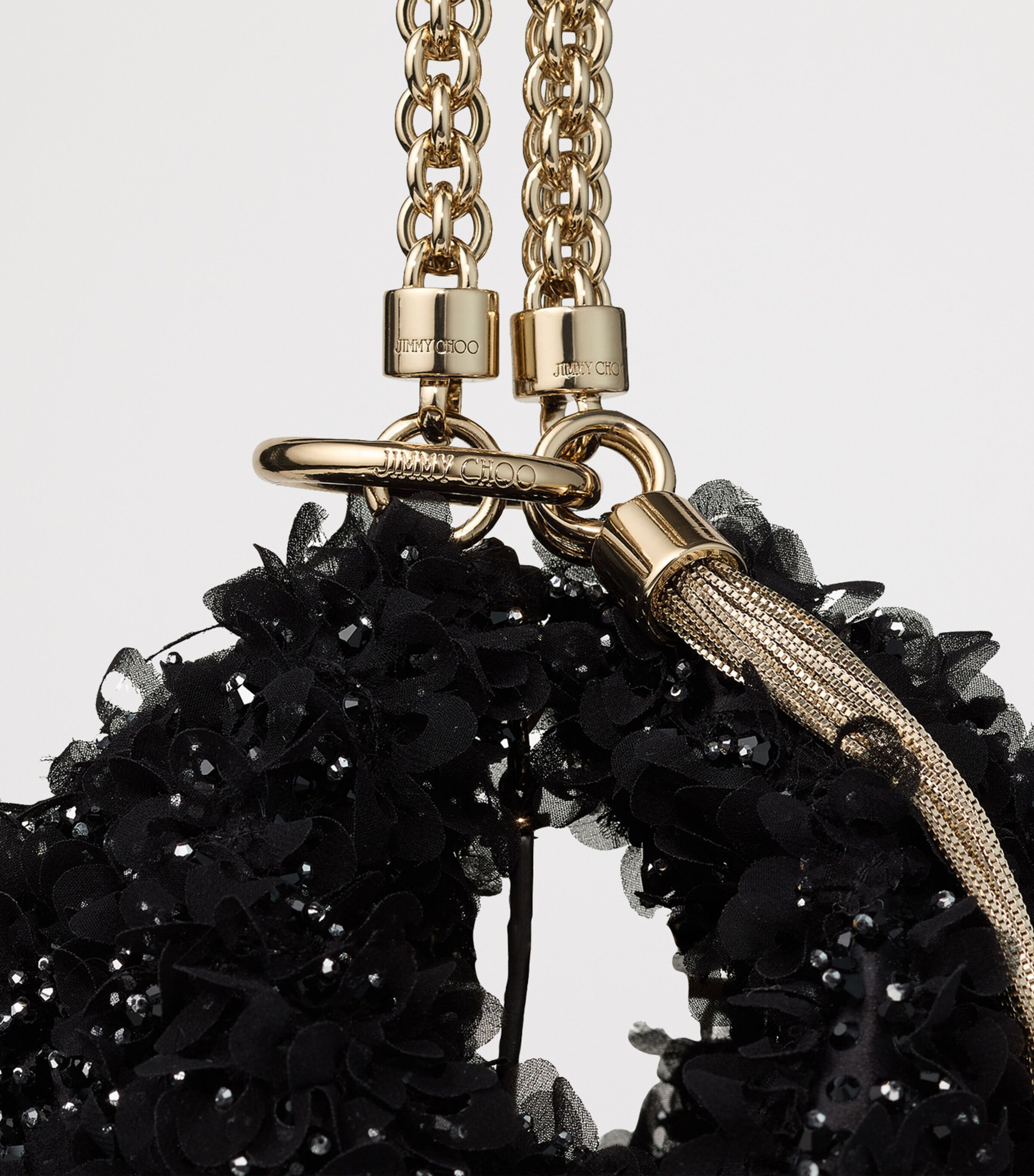 Callie Crystal-Embellished Satin Clutch Bag BLACK/LIGHT GOLD Image 4