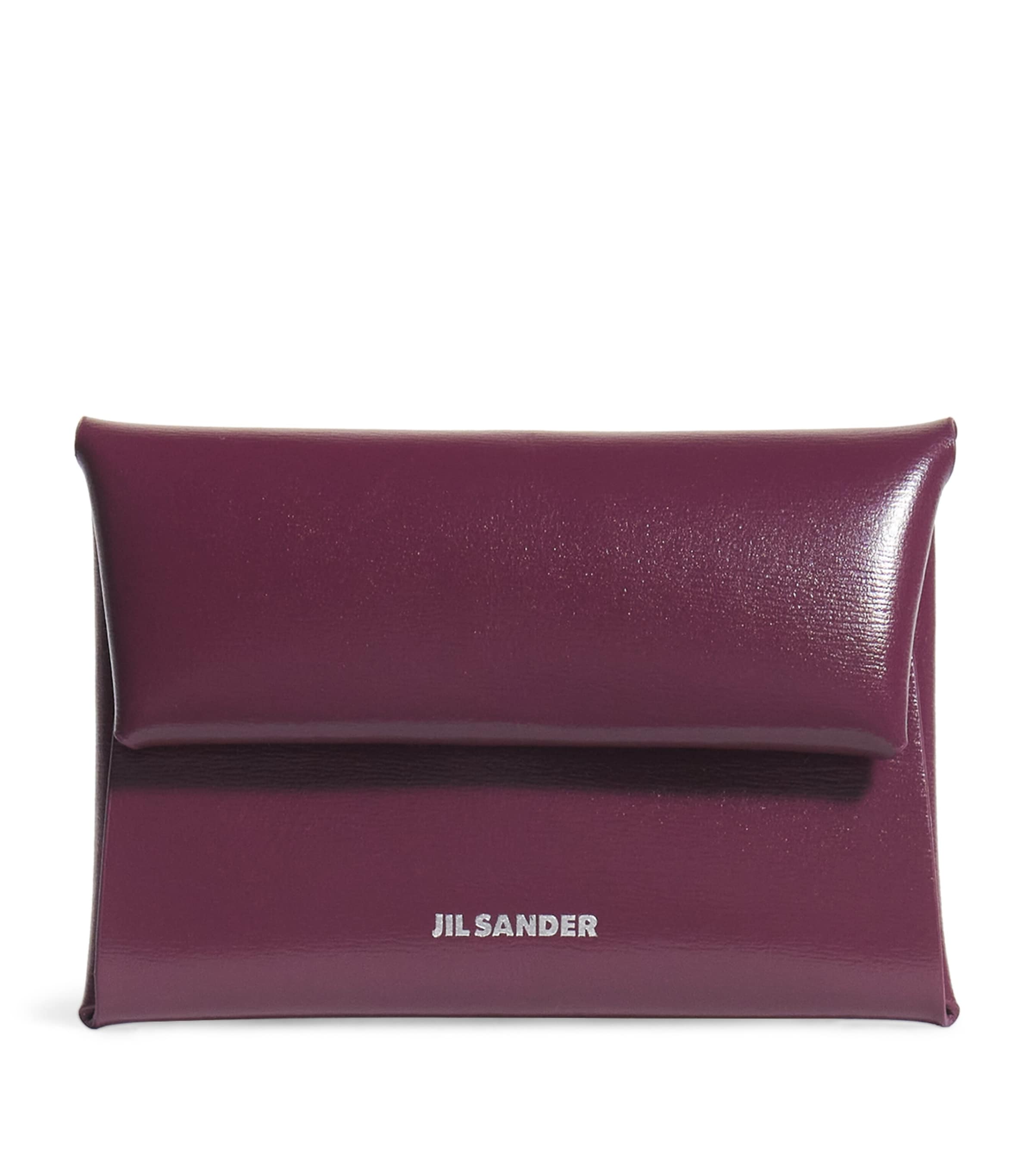 Jil Sander Leather Folded Coin Holder In Purple