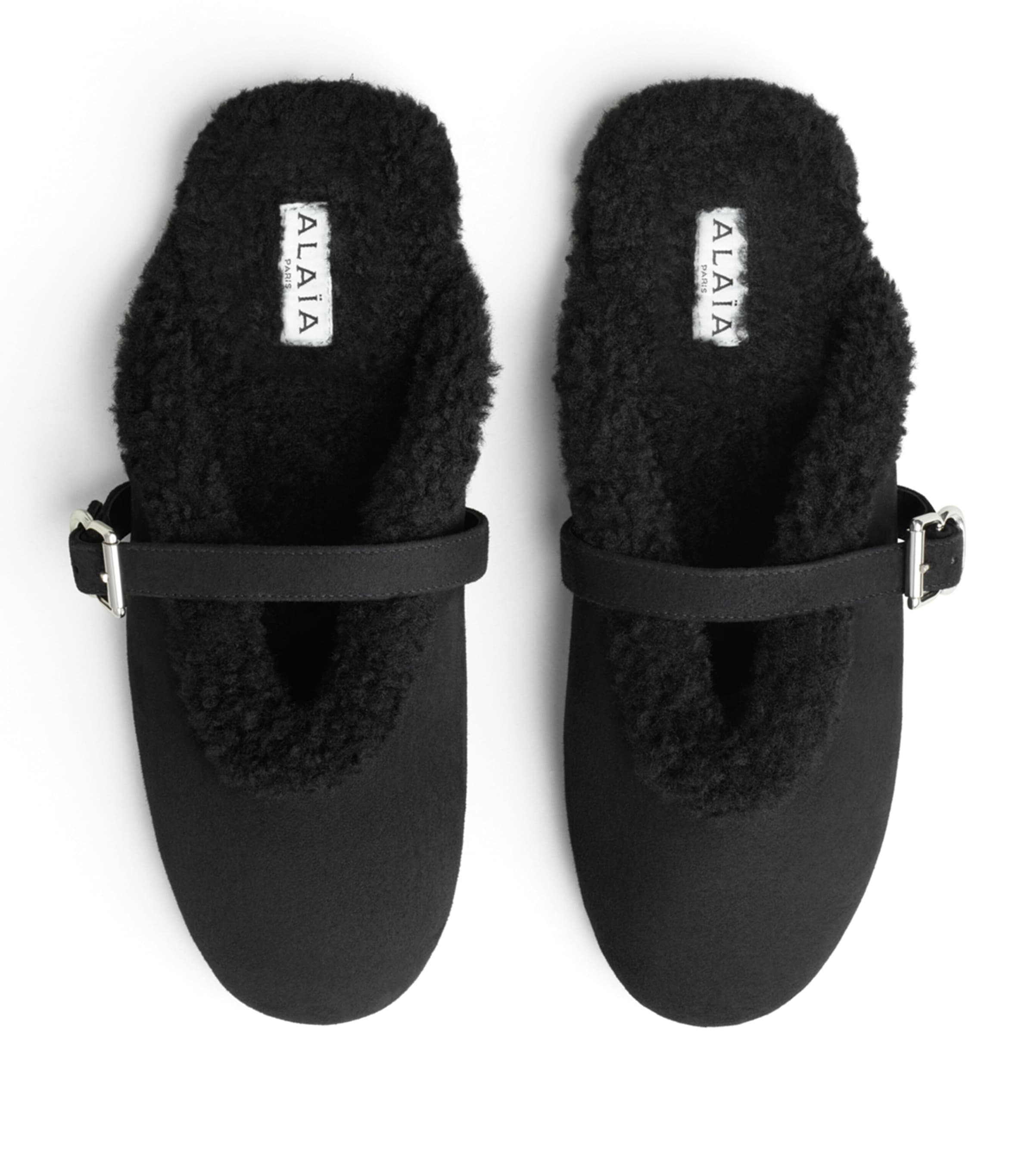 Alaïa Shearling Mules Black Image 2