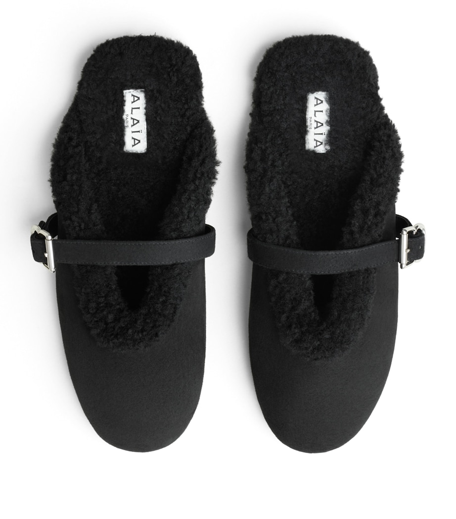 Alaïa Shearling Mules Black Image 2