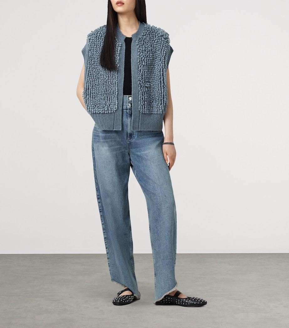 Wool-Blend Open-Front Elias Gilet SLATE BLUE Image 2