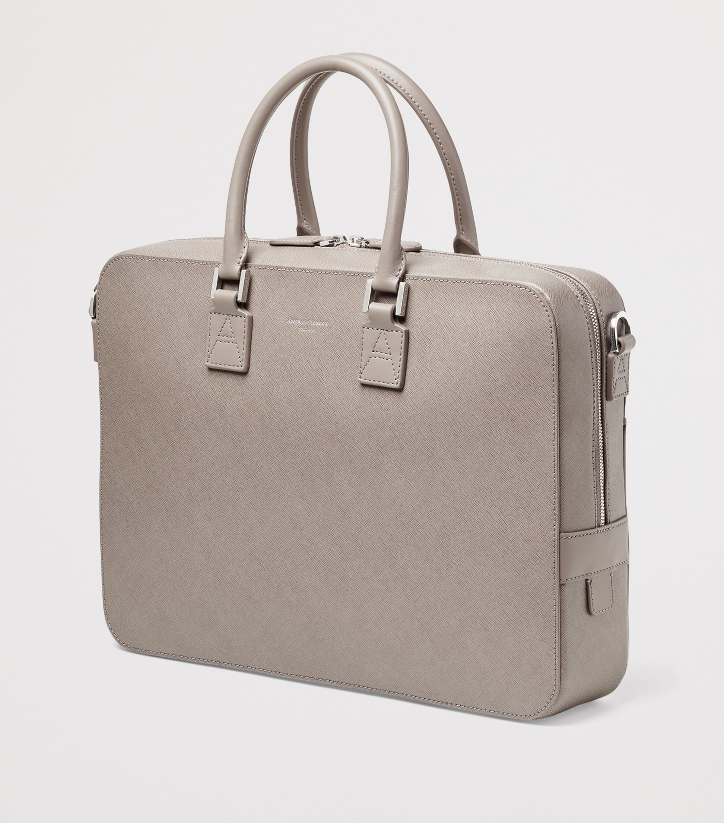Aspinal Of London Leather Mount Street Laptop Briefcase Bag Warm Grey Image 4