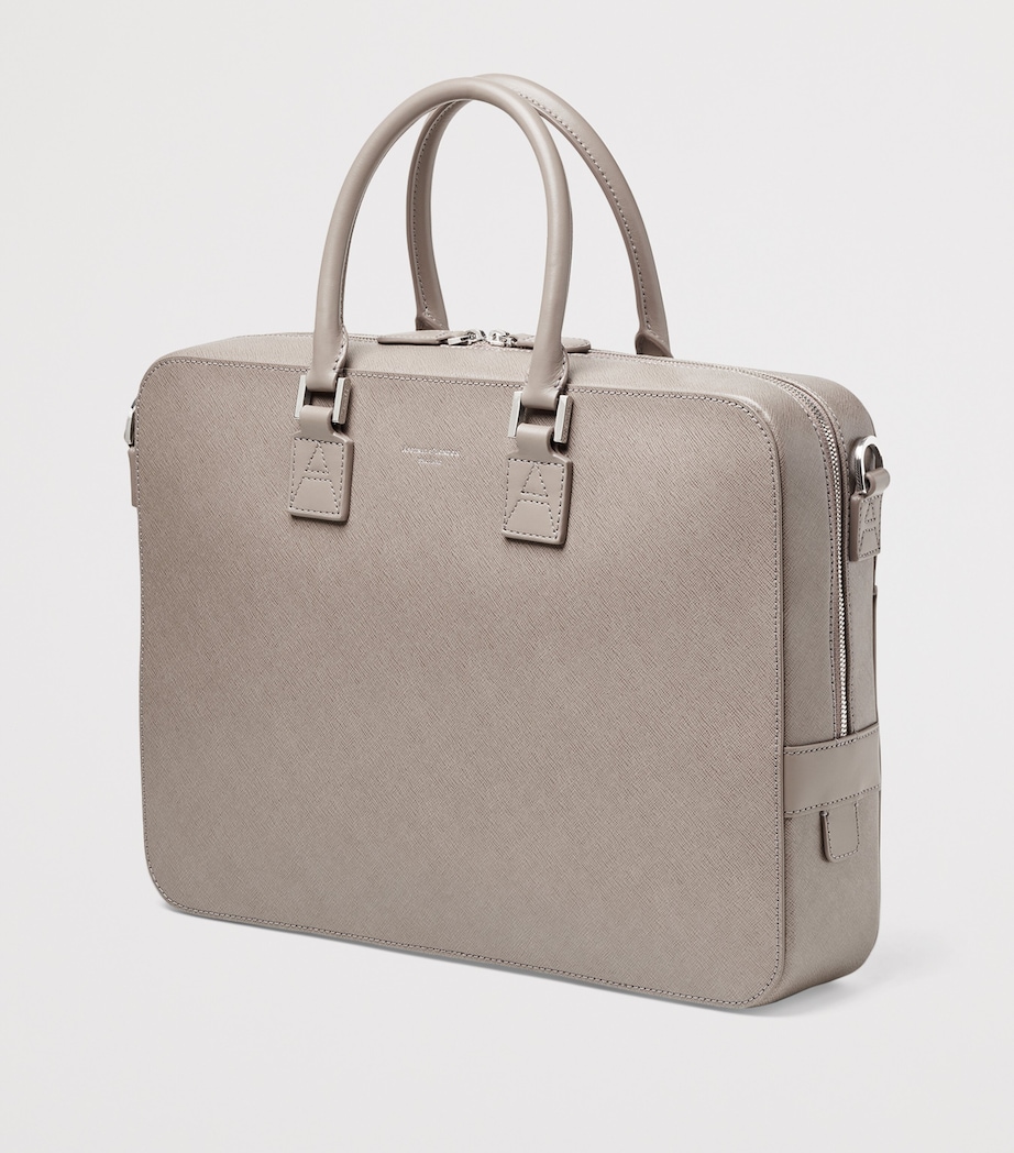 Leather Mount Street Laptop Briefcase Bag WARM GREY Image 4