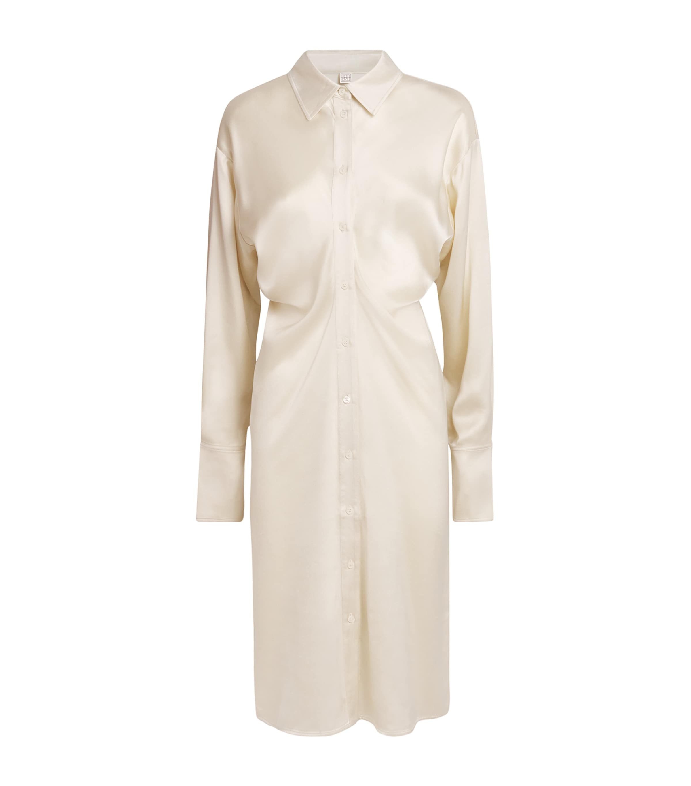 Totême Slouch Satin Knee-length Shirtdress In White