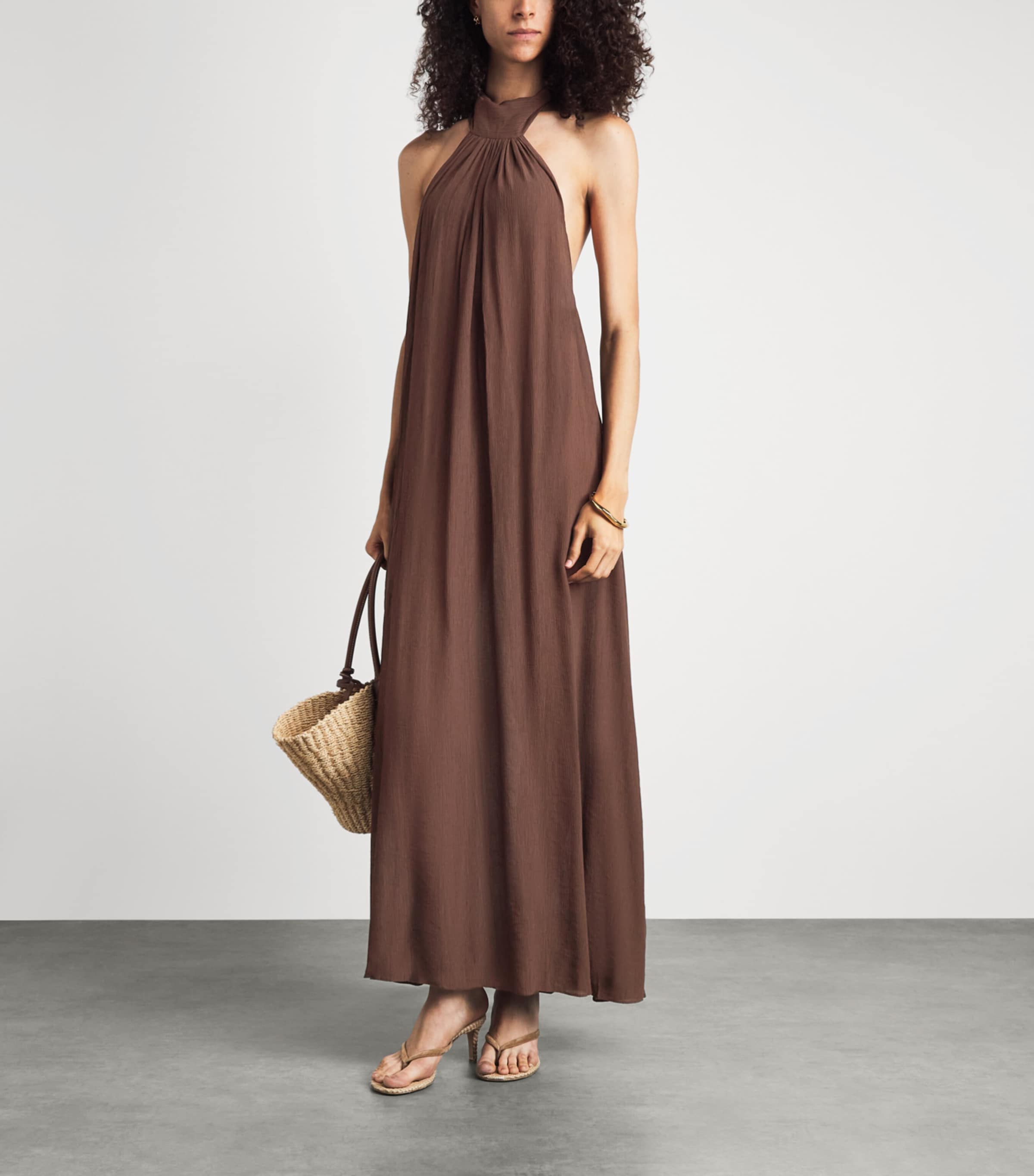 AWAY THAT DAY Womens Menorca Maxi Dress Espresso Image 2