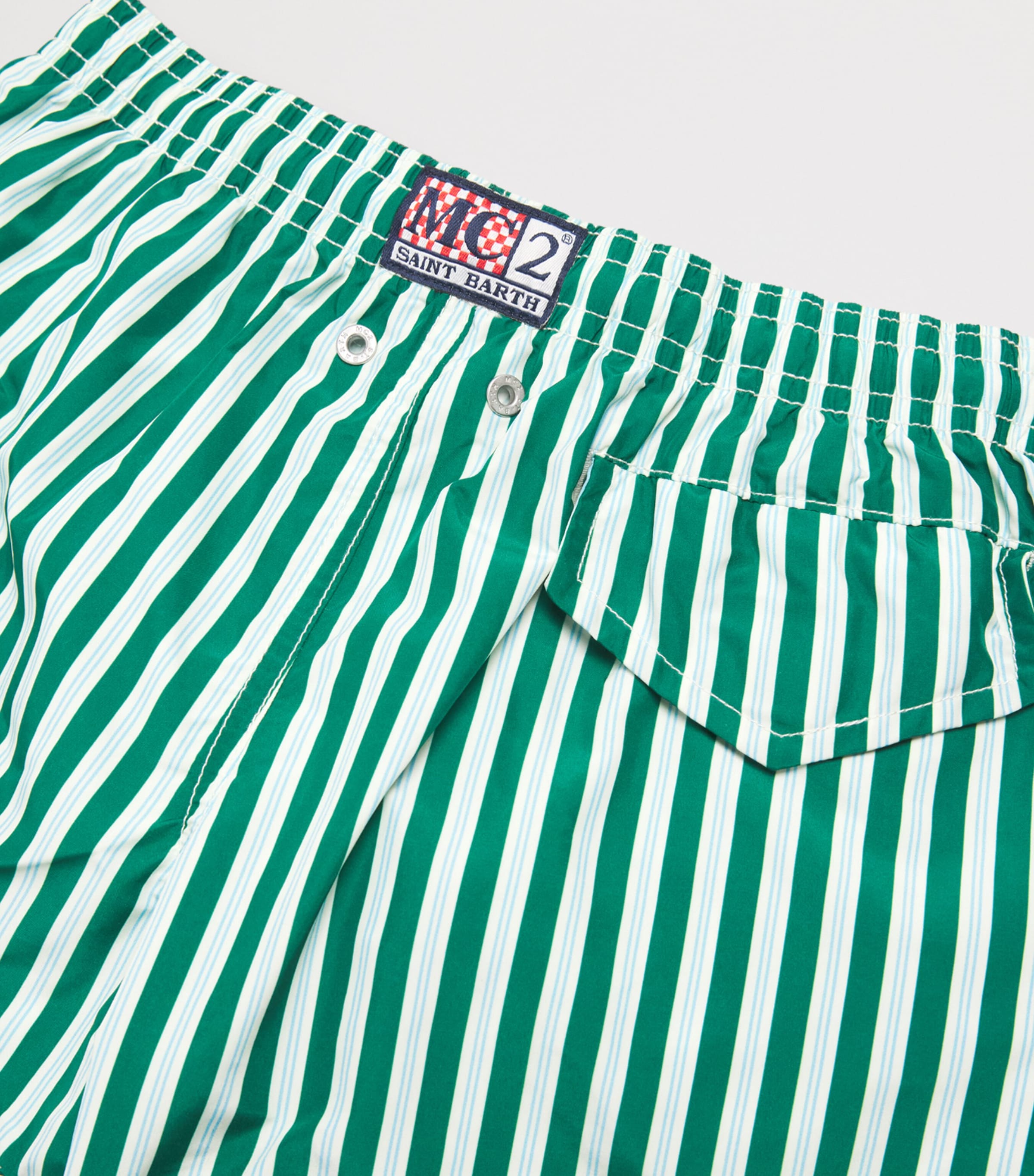 Mc2 Saint Barth Kids Stripe Jean Lightning Swim Shorts (2-14 Years) Pinstripe Flow Image 3