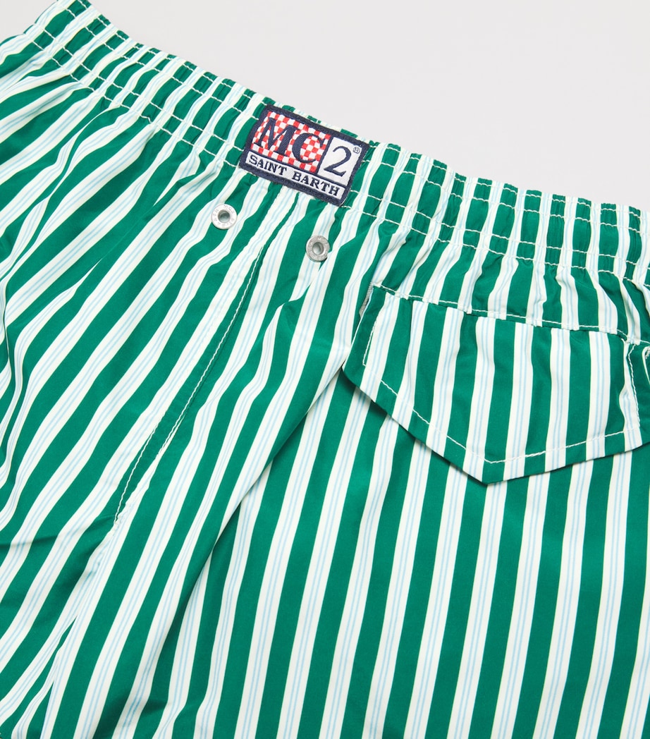 Mc2 Saint Barth Kids Stripe Jean Lightning Swim Shorts (2-14 Years) Pinstripe Flow Image 3