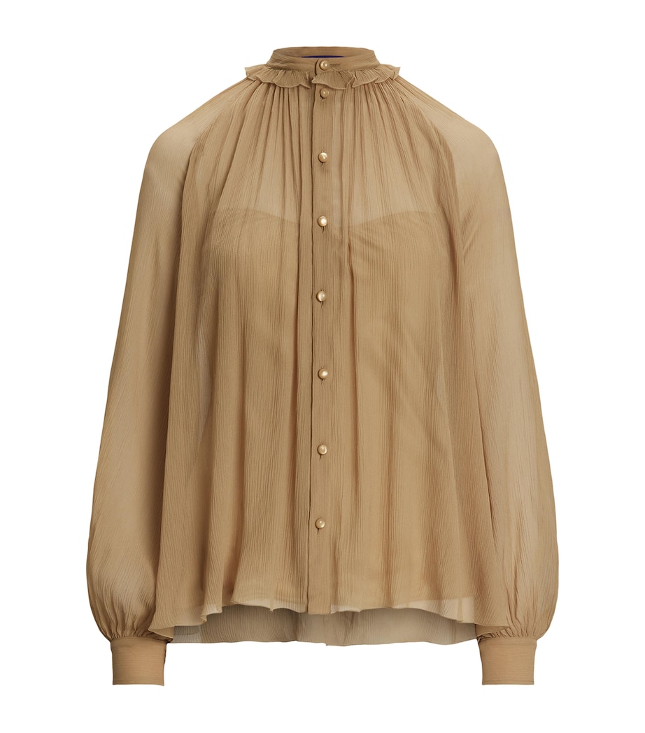 Silk Gathered Blouse TAN Image 1