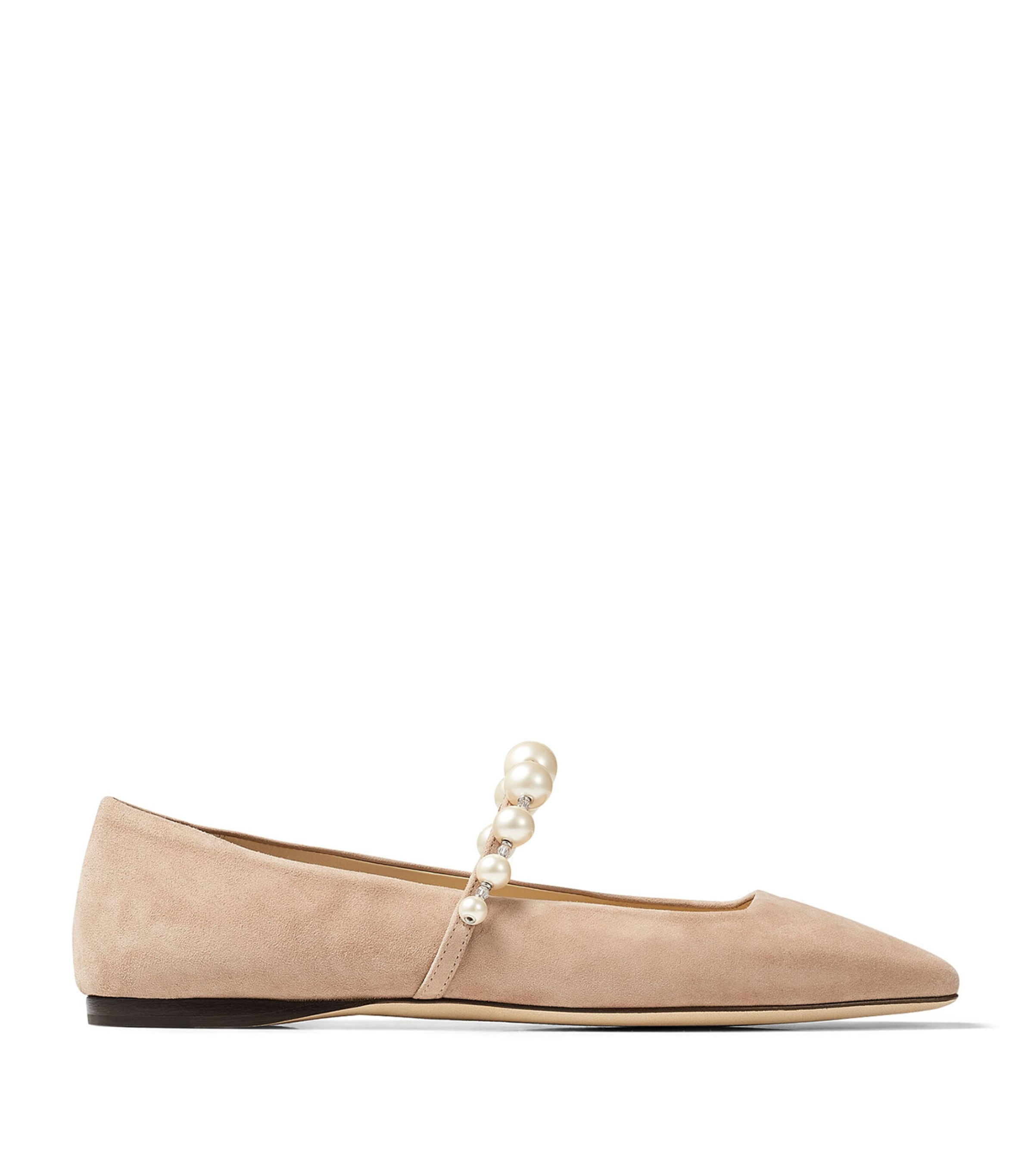 Shop Jimmy Choo Ade Embellished Suede Ballerina Flats