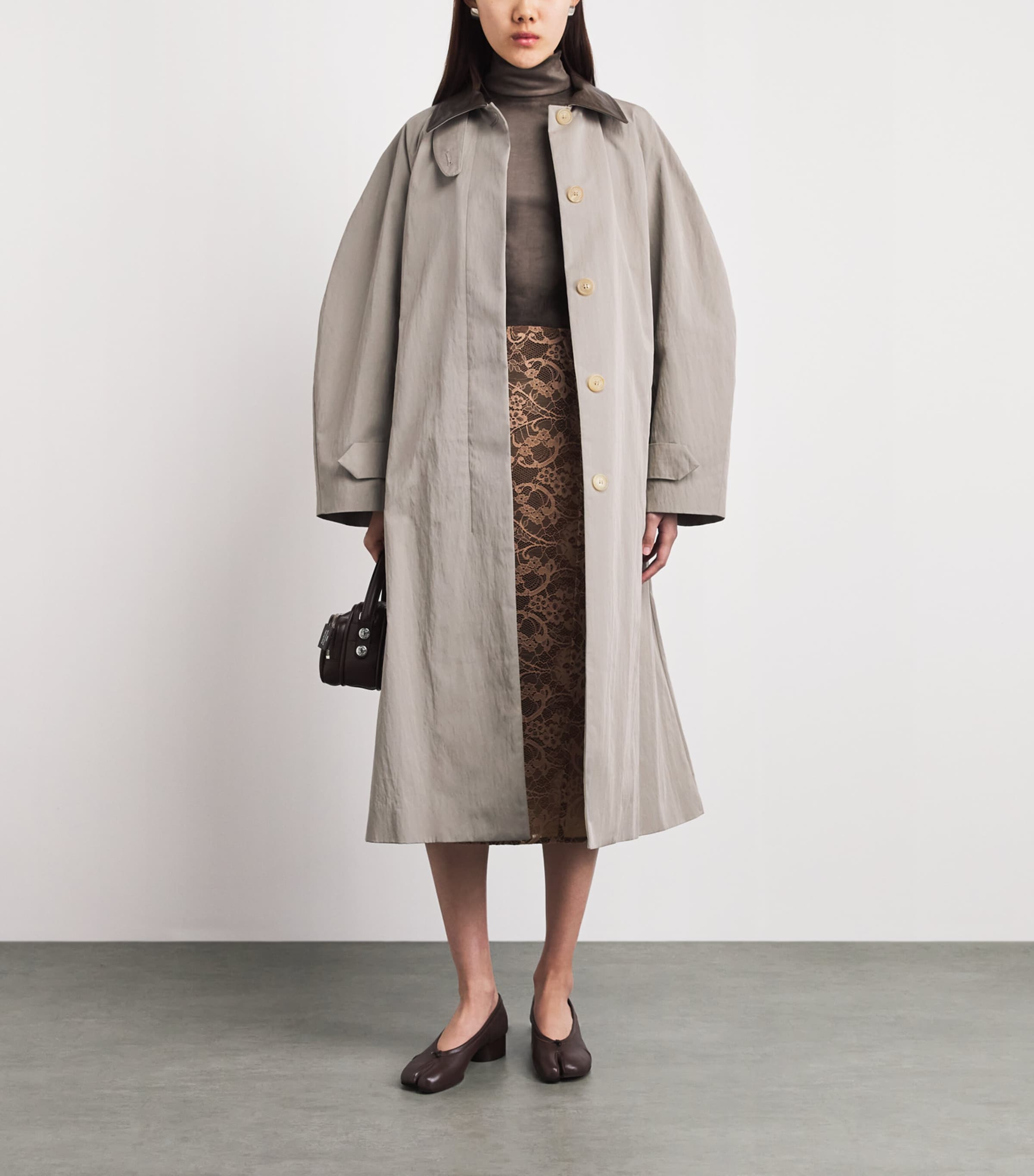 Acne Studios Womens Cotton-Blend Belted Trench Coat Dgr Khaki Grey Image 2