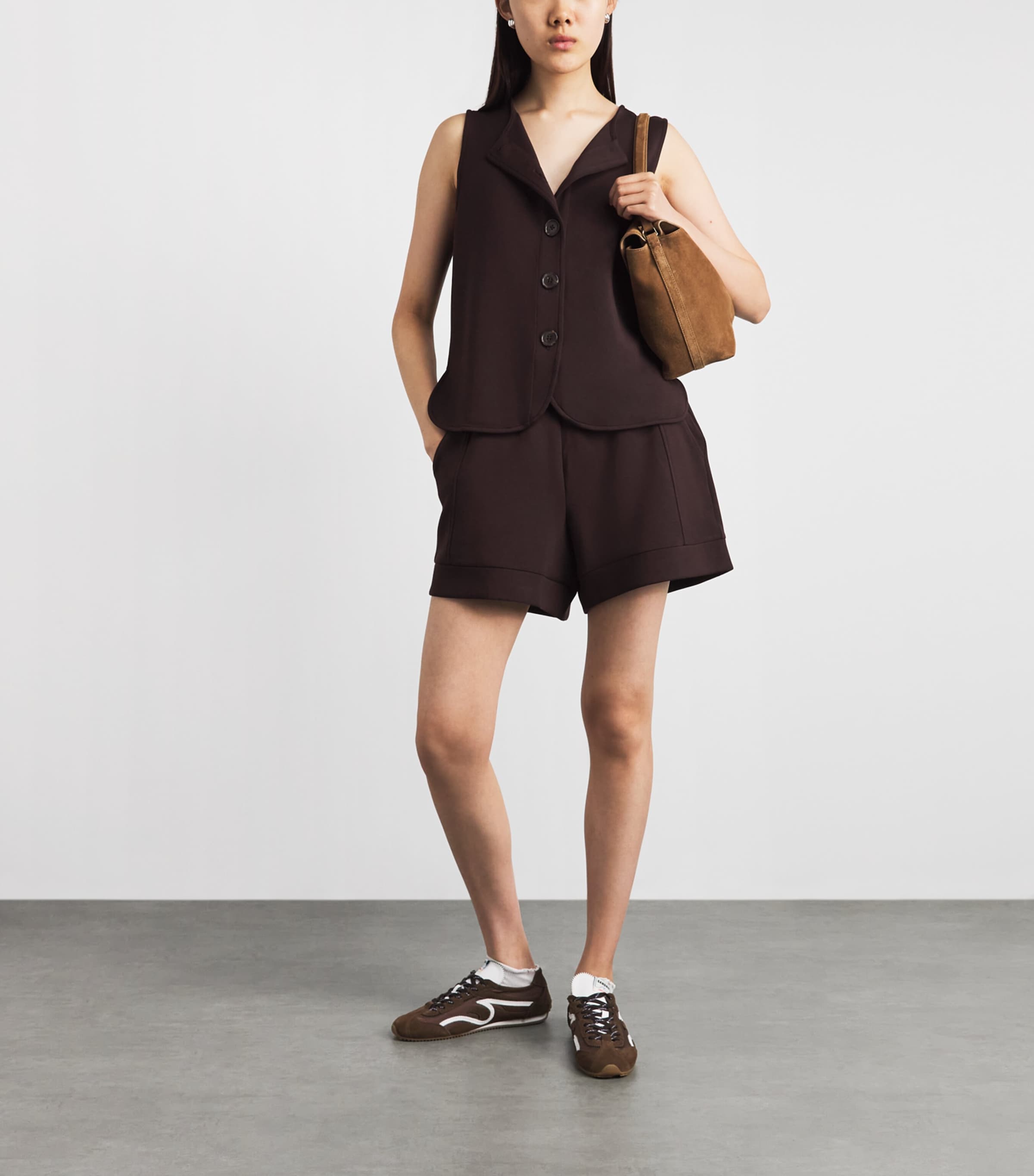 Varley Womens High-Rise Atrium Shorts Coffee Bean Image 2