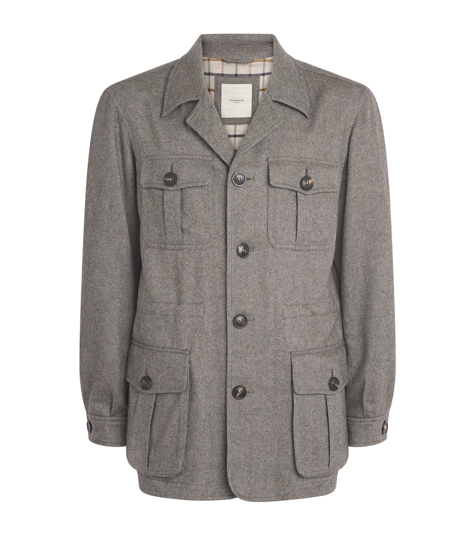 Purdey Mens Wool-Silk-Cashmere Kalahari Jacket Grey Image 1