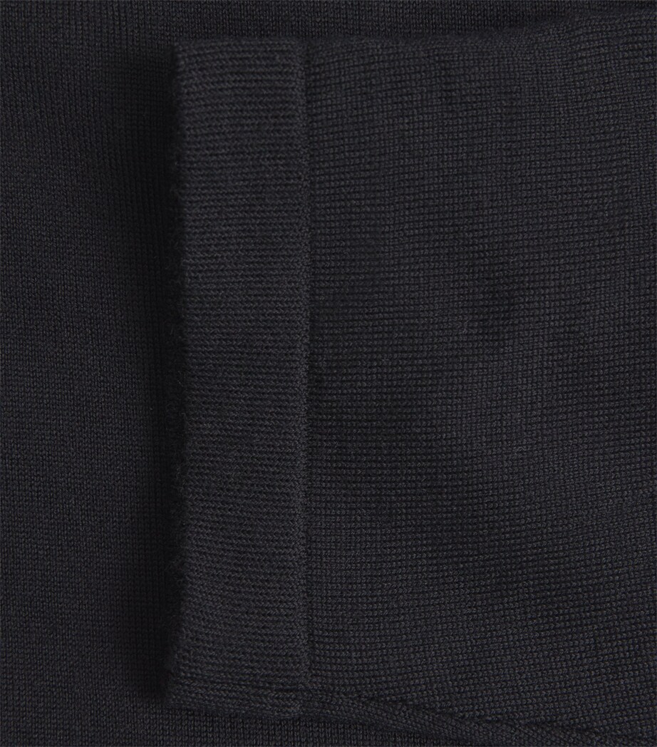 Falke Mens Wool Long-Sleeve Polo Shirt Black Image 6