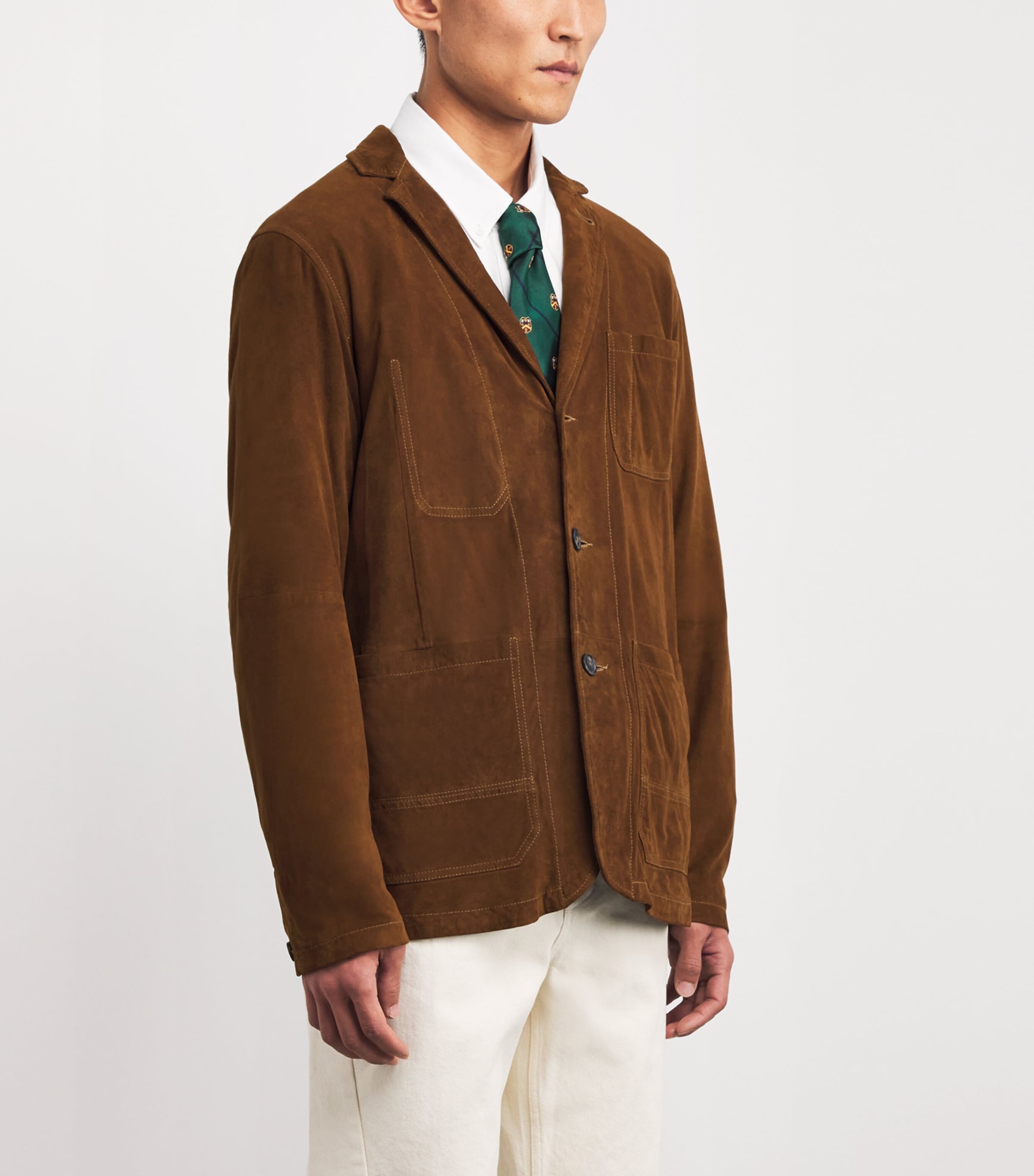 Suede Unstructured Blazer BROWN Image 3