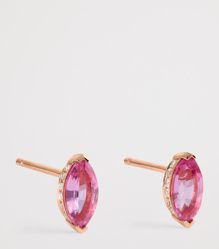 Rose Gold, Diamond and Sapphire Stud Earrings ROSE GOLD Image 3